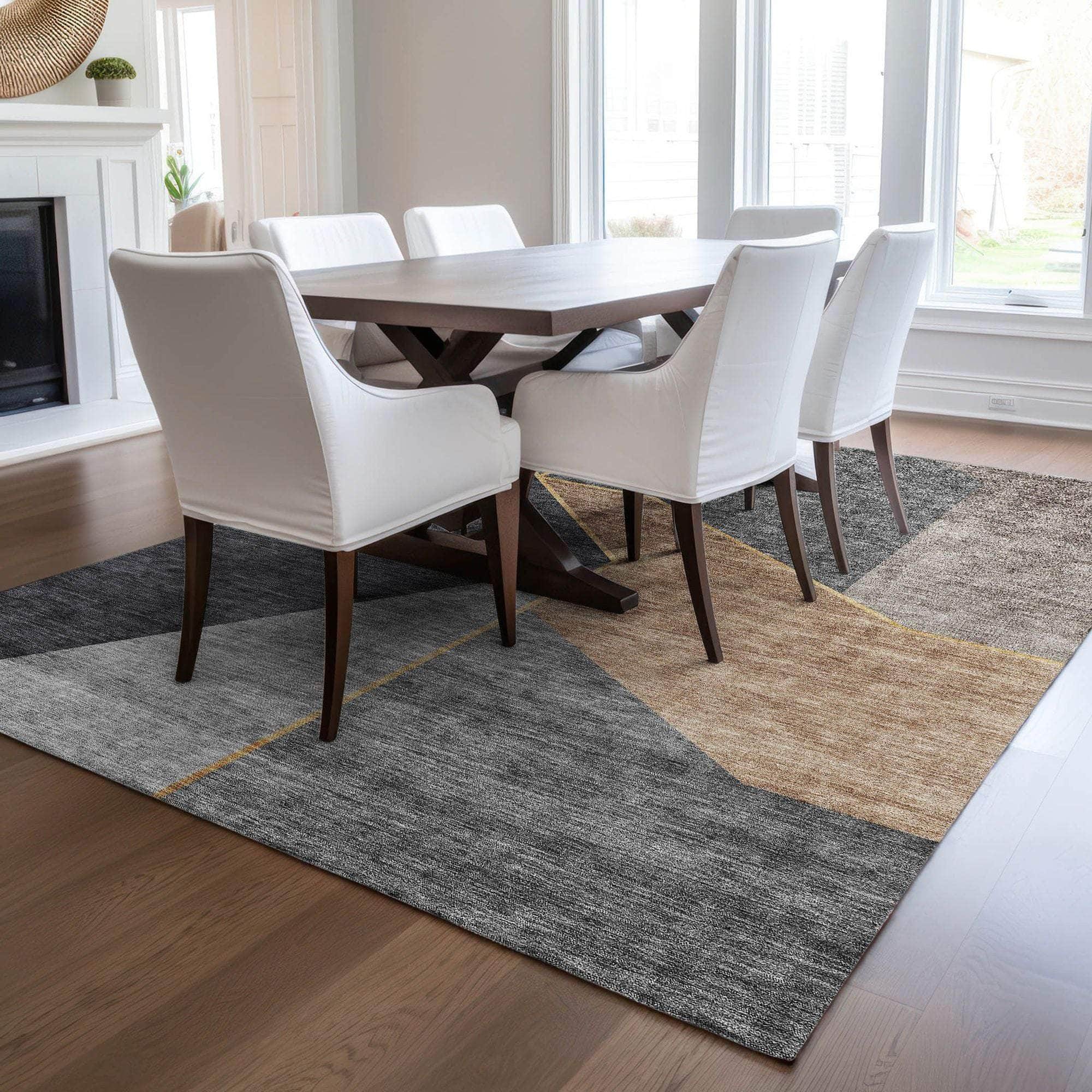 Machine Made ACN648 Charcoal Gray Rugs
