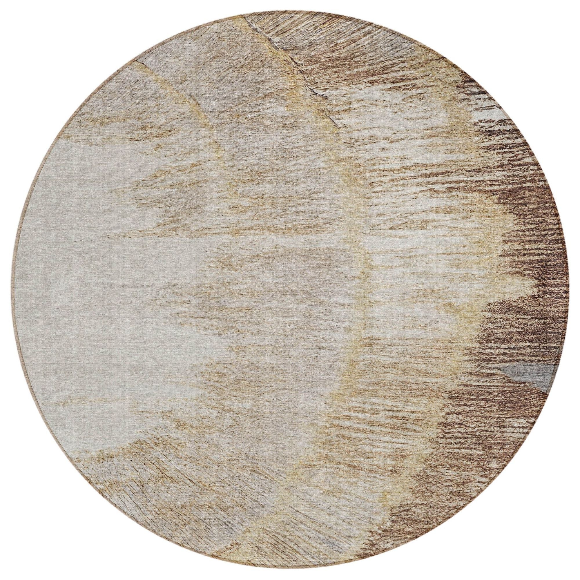 Machine Washable Brown Rug - Indoor / Outdoor - Kids / Pet Friendly Spiral Print Rug