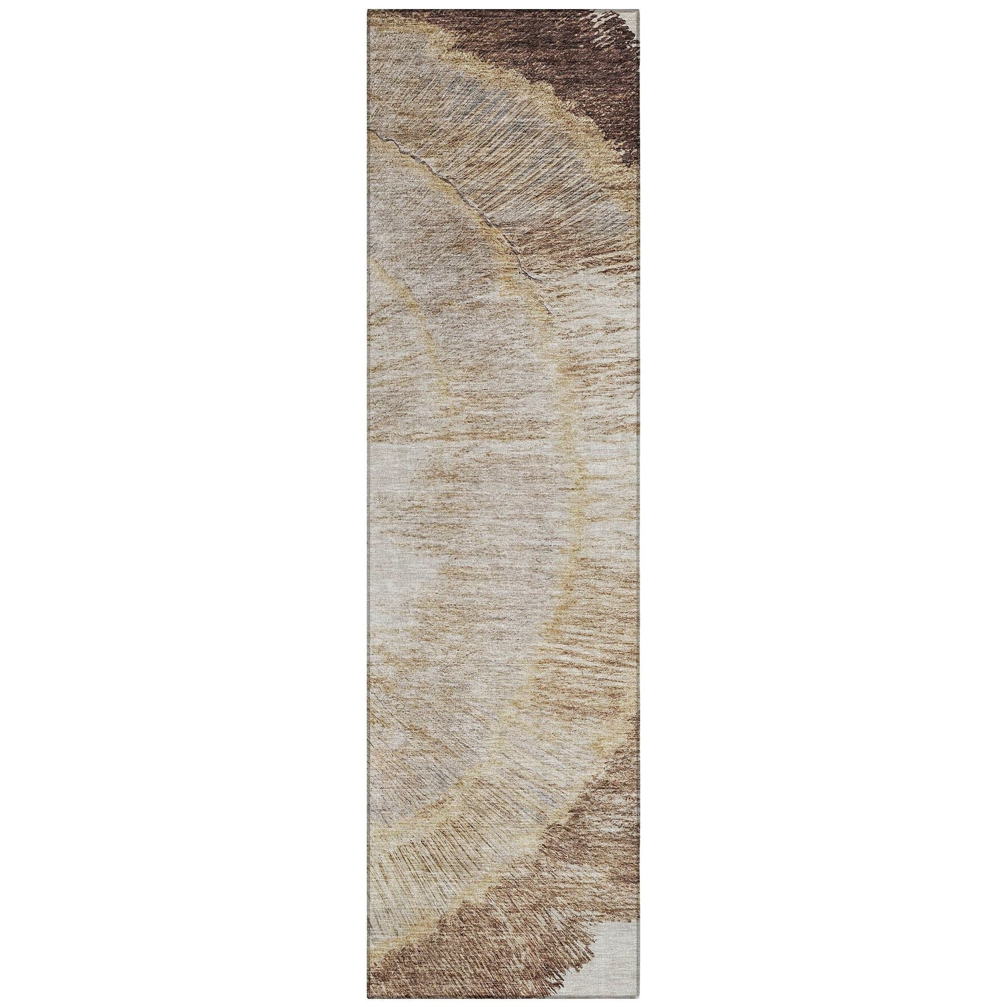 Machine Washable Brown Rug - Indoor / Outdoor - Kids / Pet Friendly Spiral Print Rug
