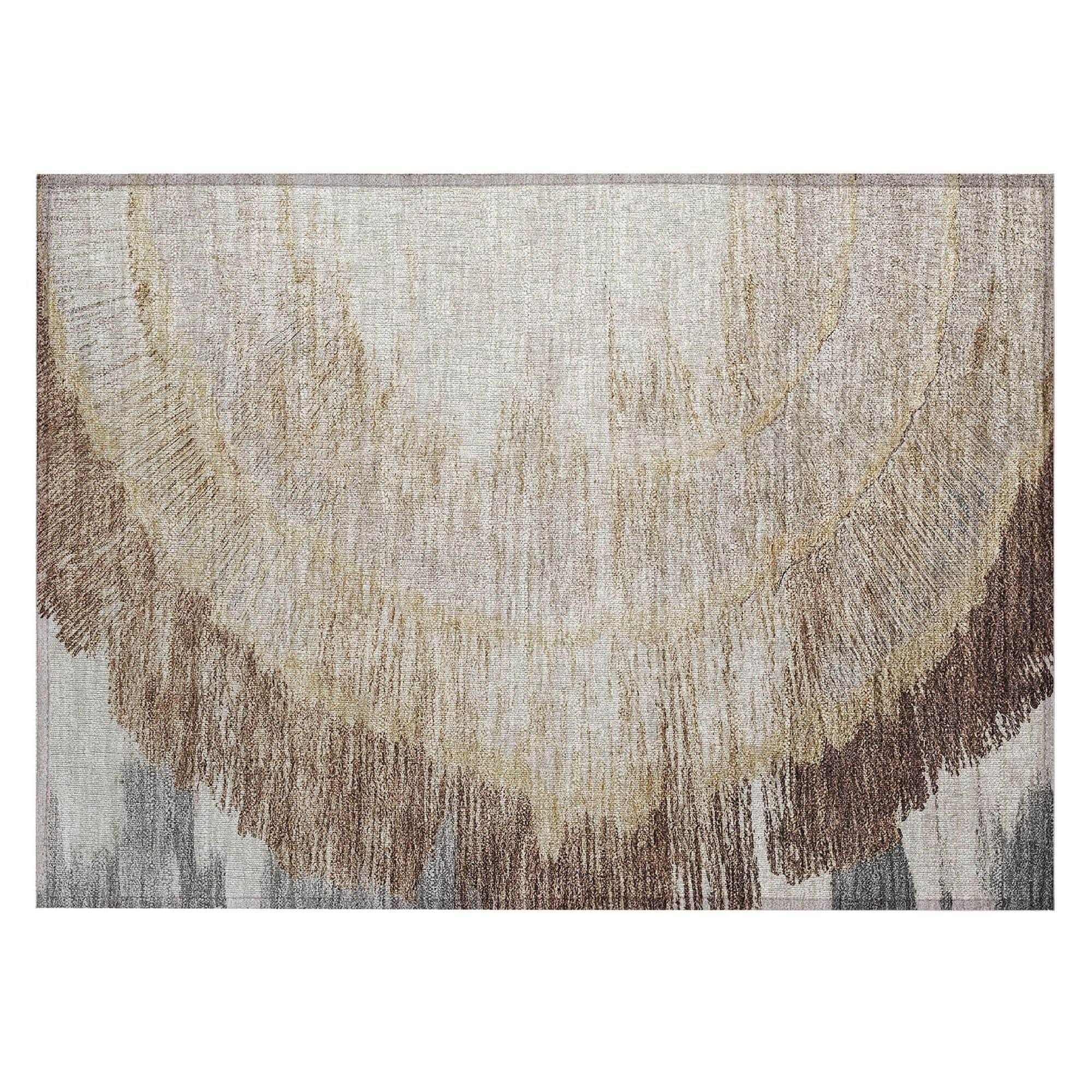 Machine Washable Brown Rug - Indoor / Outdoor - Kids / Pet Friendly Spiral Print Rug