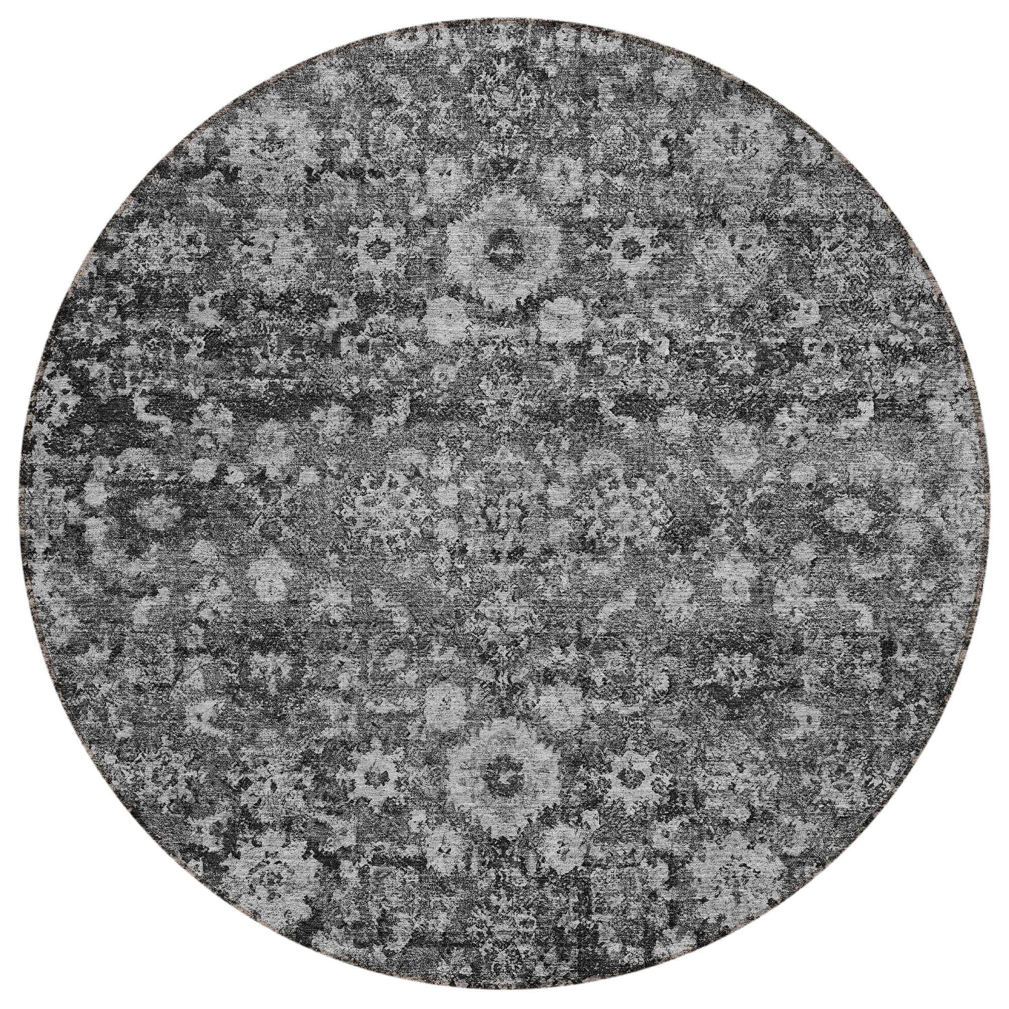 Machine Washable Gray Rug - Indoor / Outdoor - Kids / Pet Friendly Oriental Print Rug