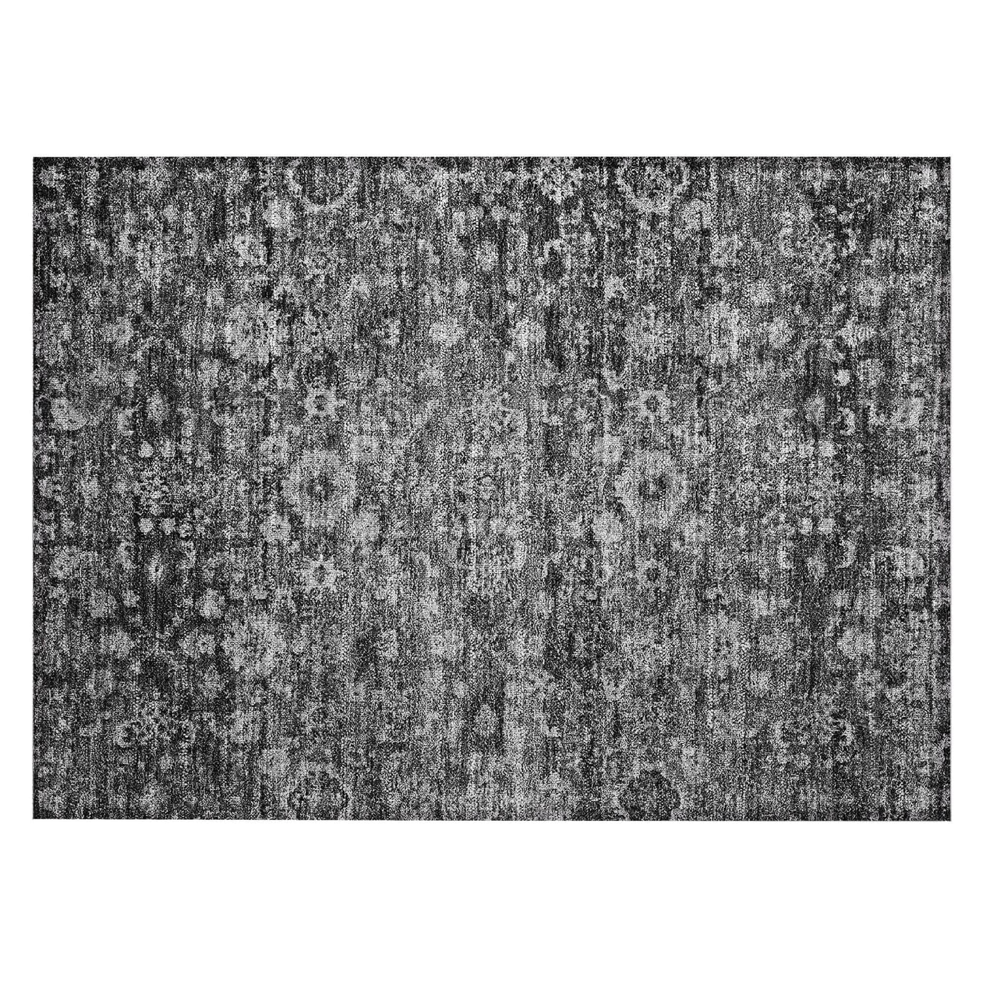 Machine Washable Gray Rug - Indoor / Outdoor - Kids / Pet Friendly Oriental Print Rug