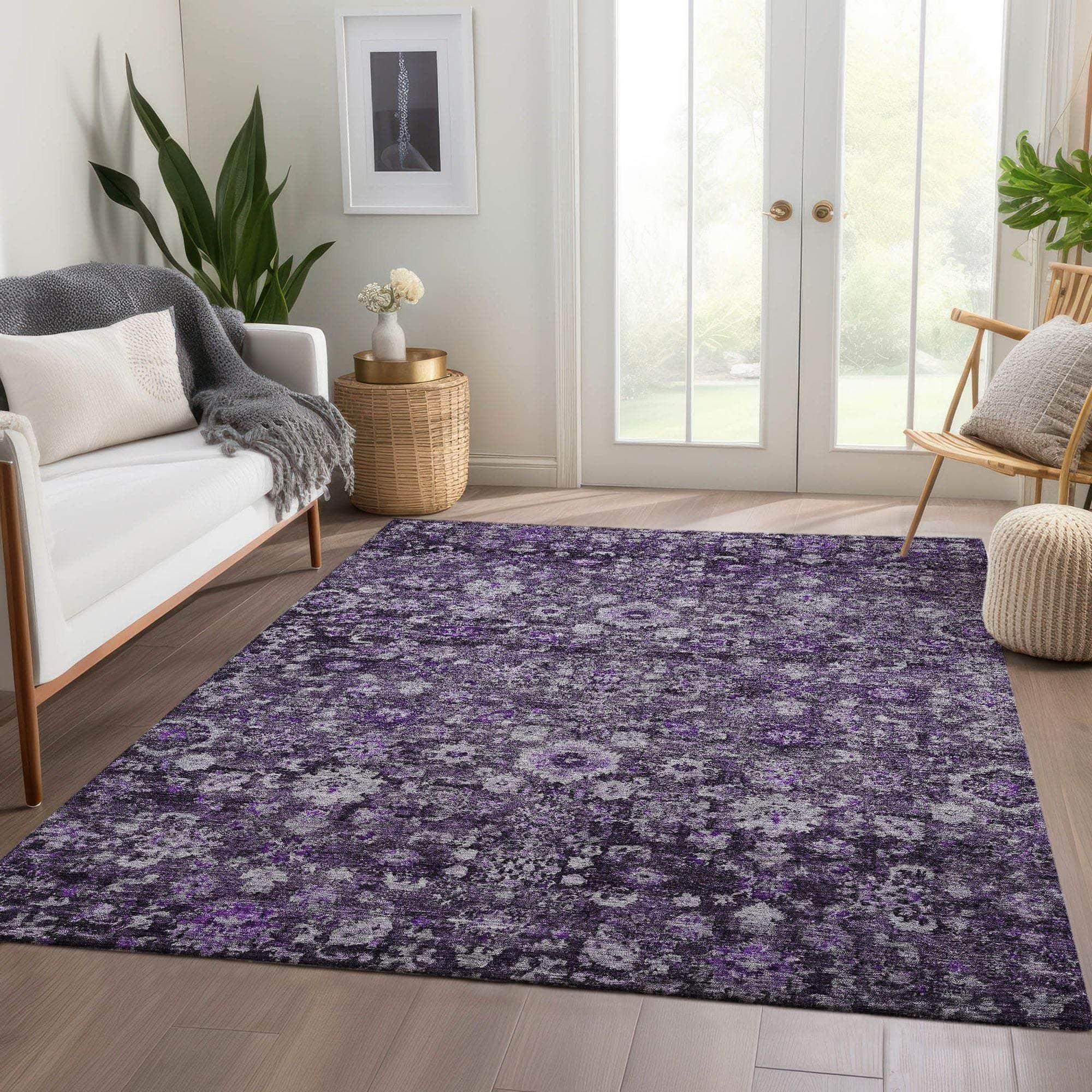 Machine Made ACN651 Purple Rugs
