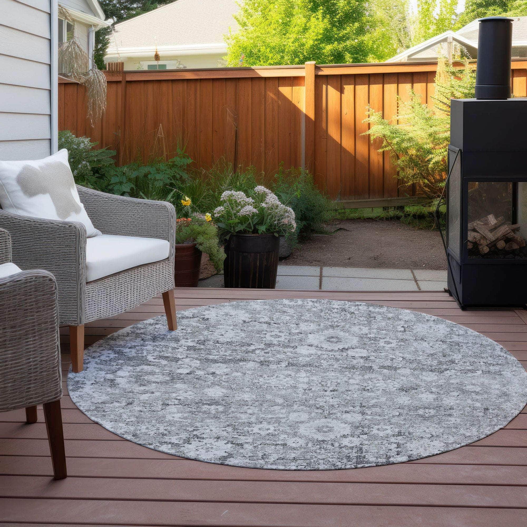 Machine Made ACN651 Silver Gray Rugs
