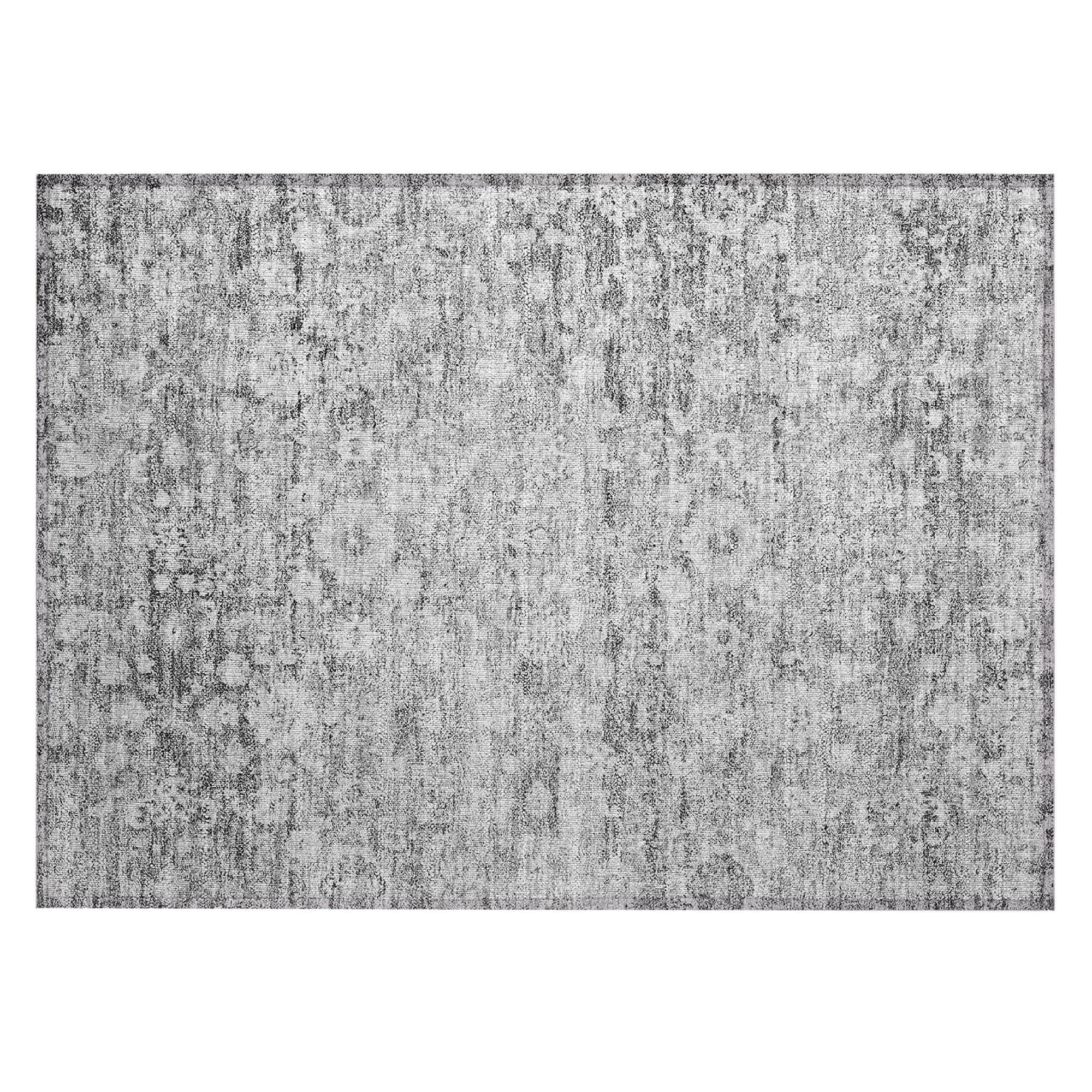 Machine Washable Silver Gray Rug - Indoor / Outdoor - Kids / Pet Friendly Oriental Print Rug
