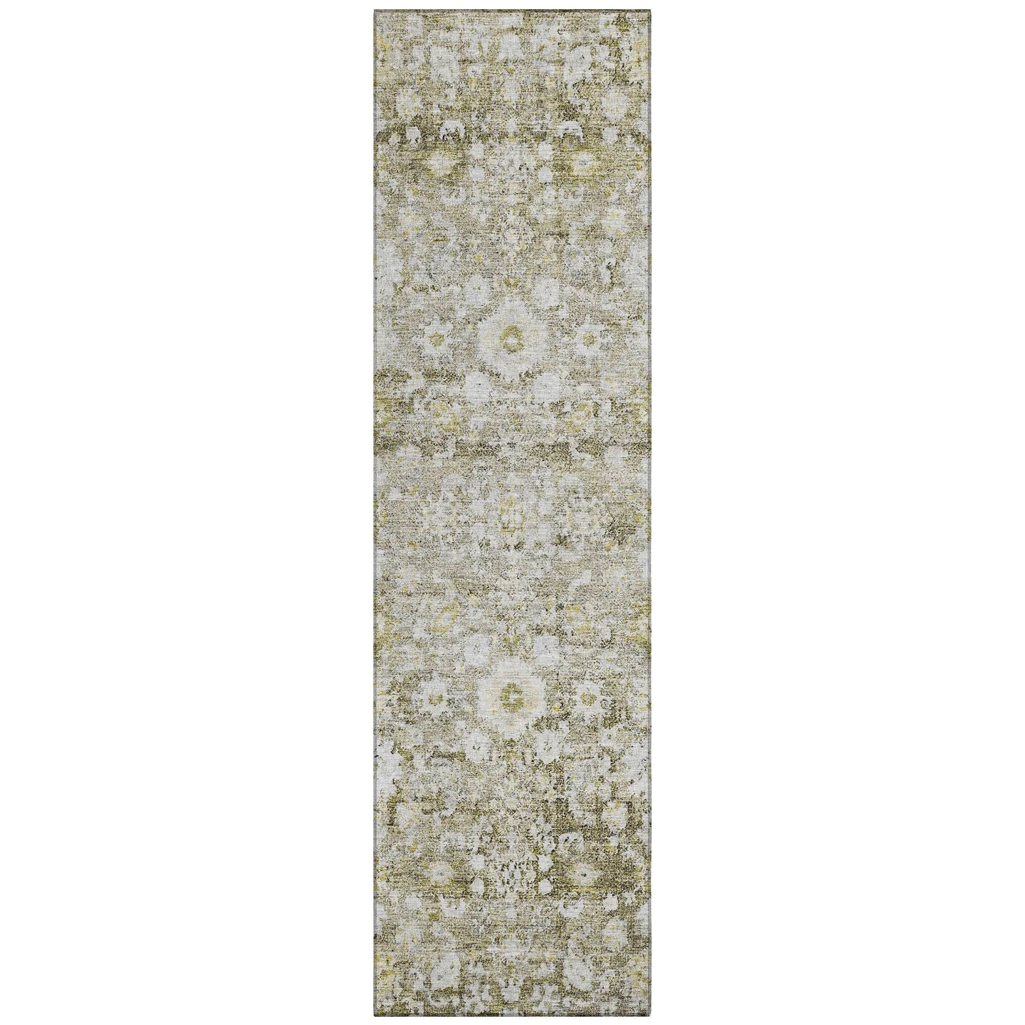 Machine Washable Taupe Brown Rug - Indoor / Outdoor - Kids / Pet Friendly Oriental Print Rug