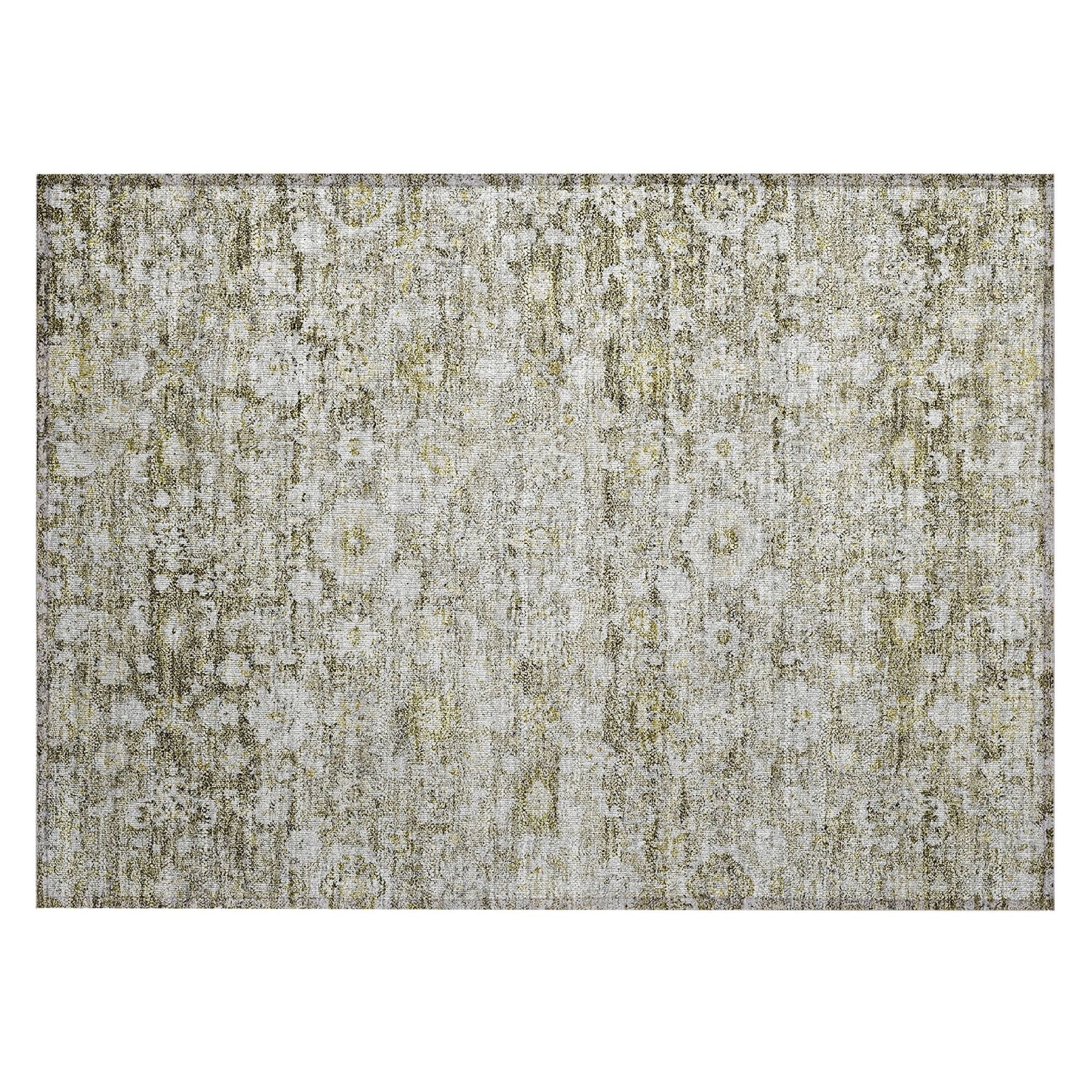 Machine Washable Taupe Brown Rug - Indoor / Outdoor - Kids / Pet Friendly Oriental Print Rug
