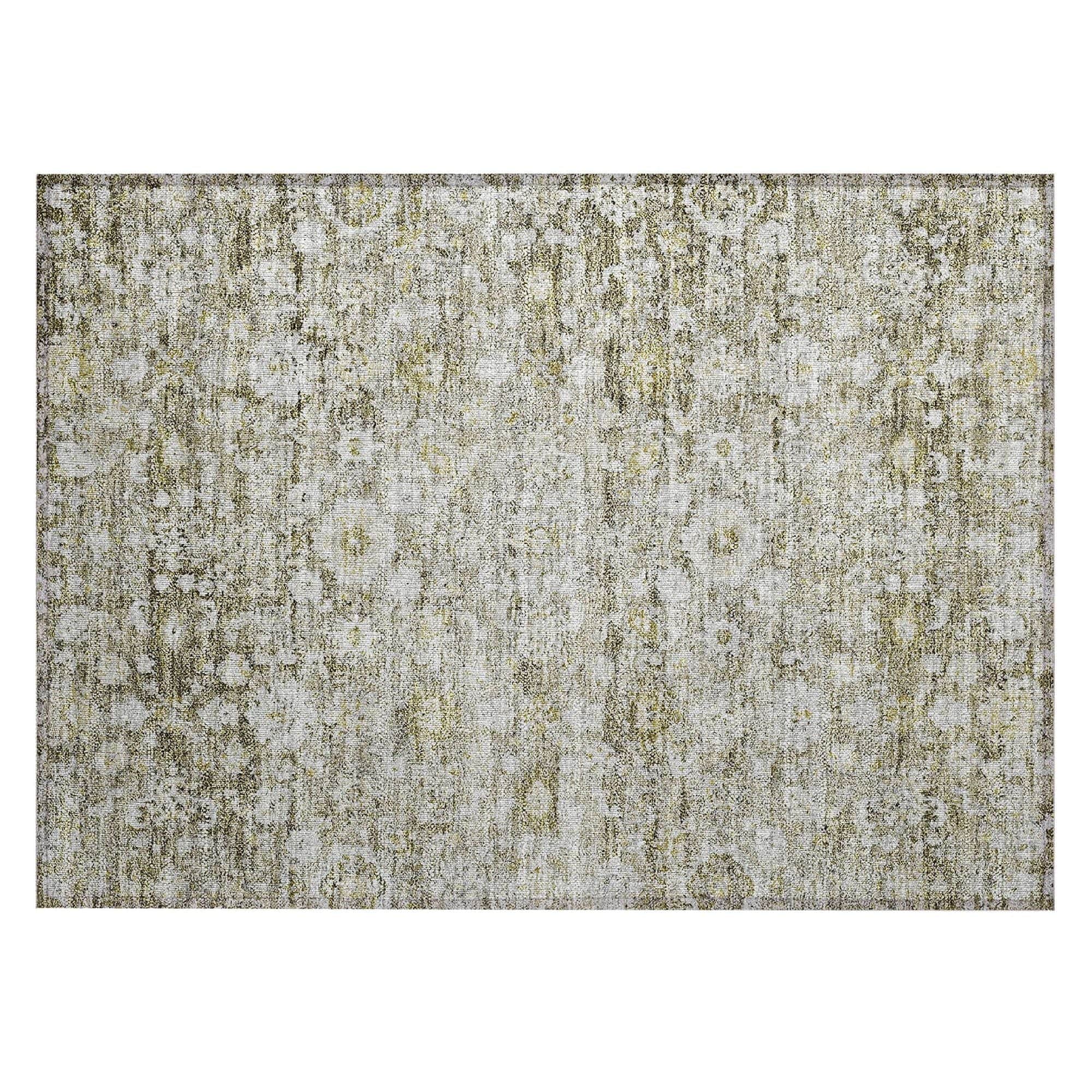 Machine Washable Taupe Brown Rug - Indoor / Outdoor - Kids / Pet Friendly Oriental Print Rug