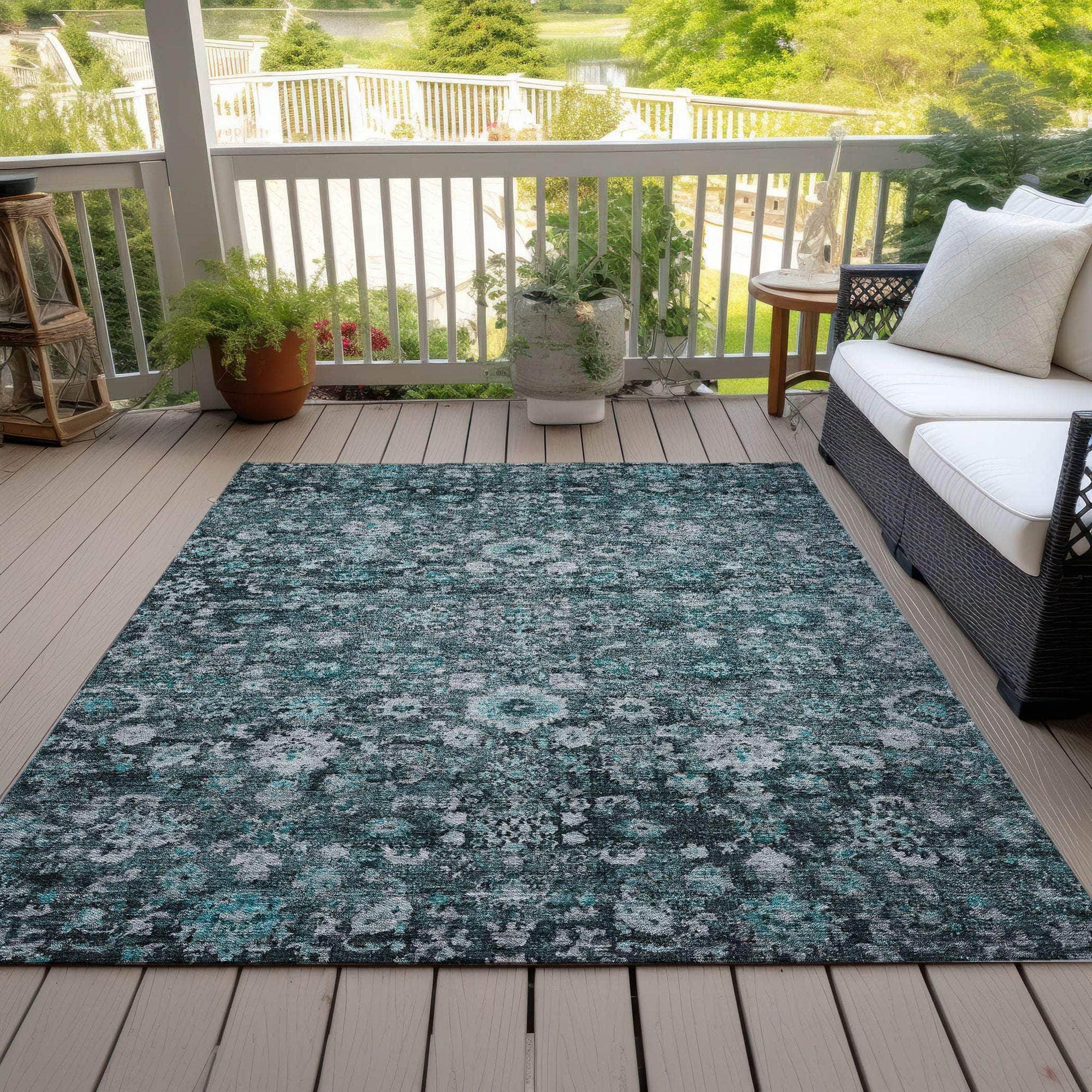 Machine Made ACN651 Teal Rugs