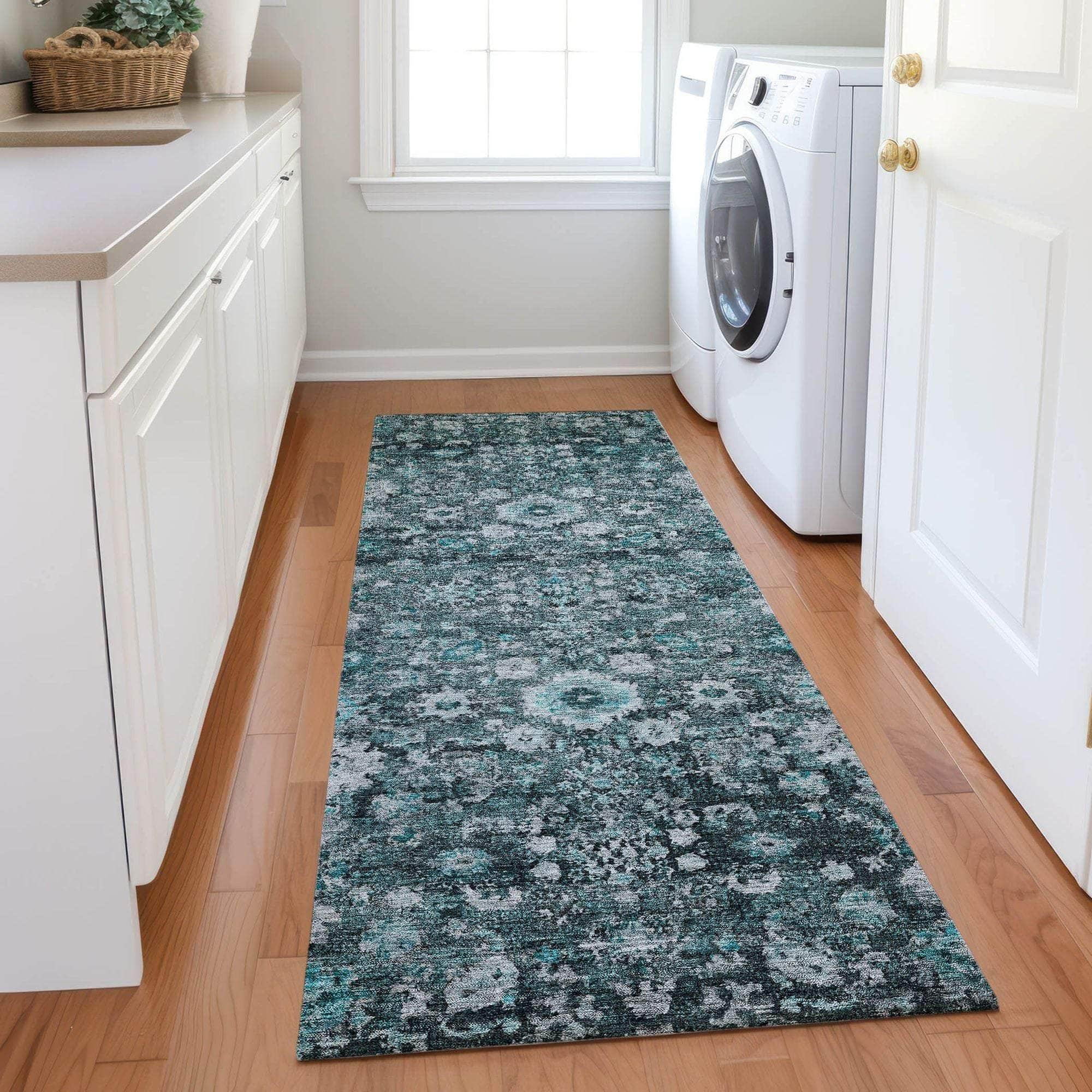 Machine Made ACN651 Teal Rugs