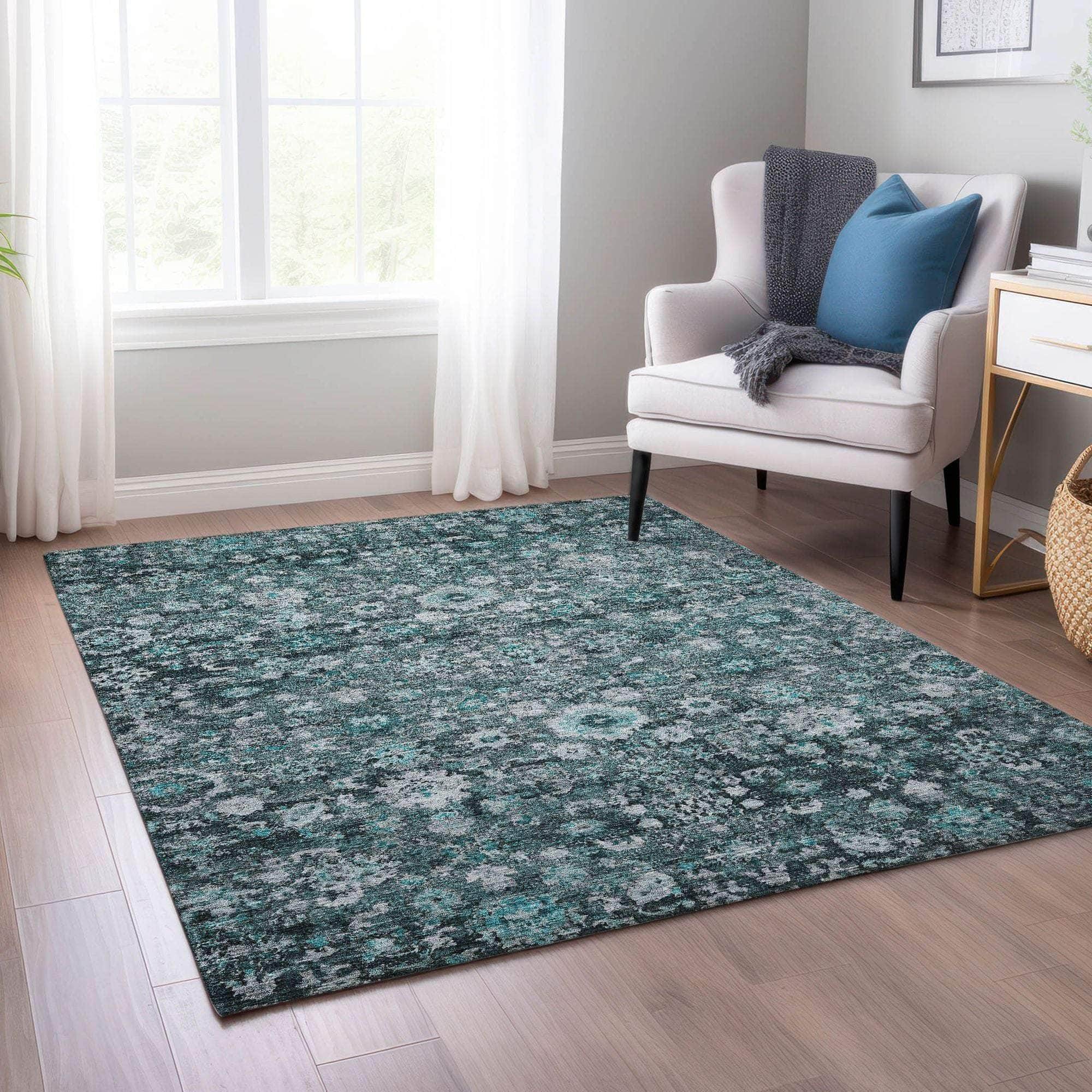 Machine Made ACN651 Teal Rugs