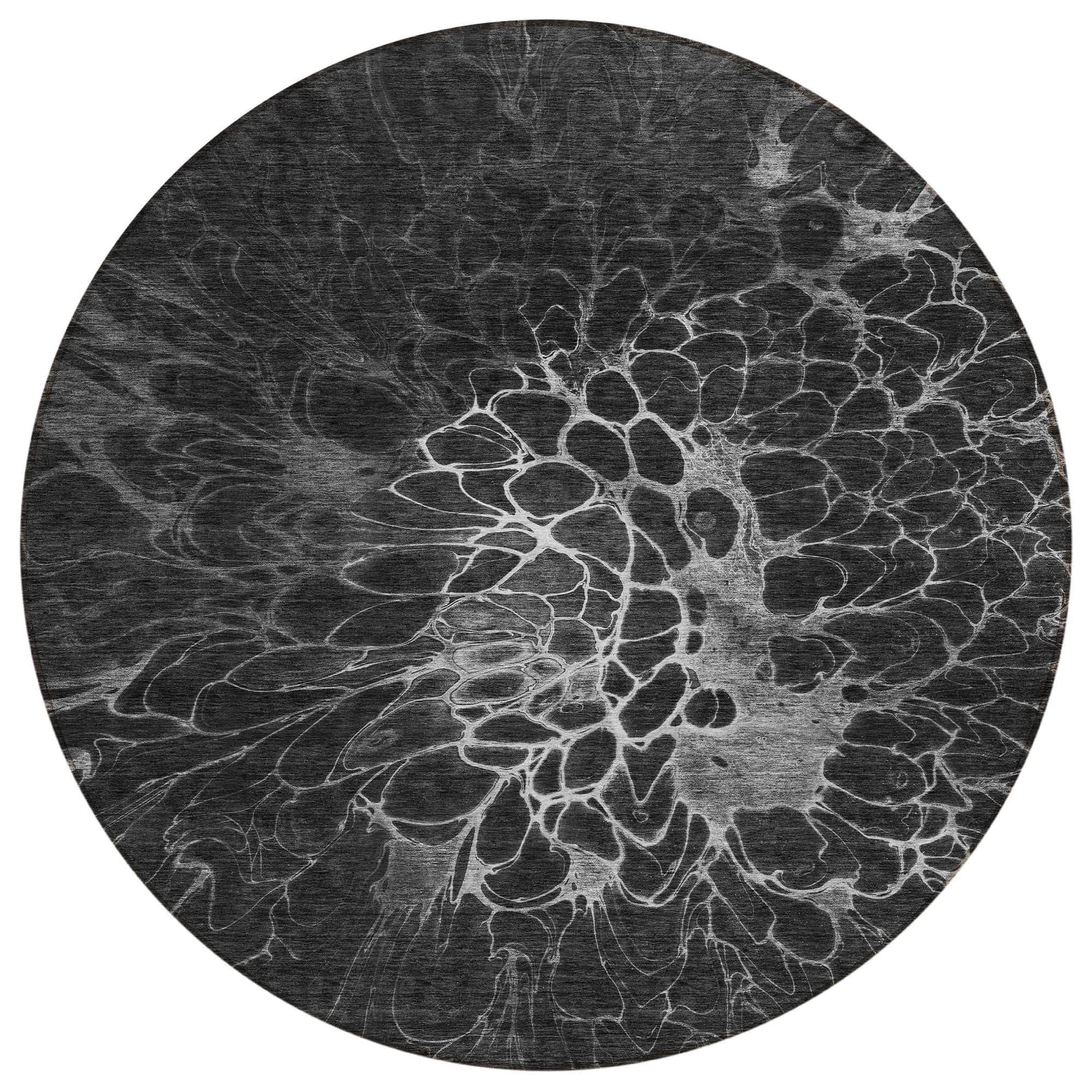 Machine Washable Charcoal Gray Rug - Indoor / Outdoor - Kids / Pet Friendly Modern Print Rug