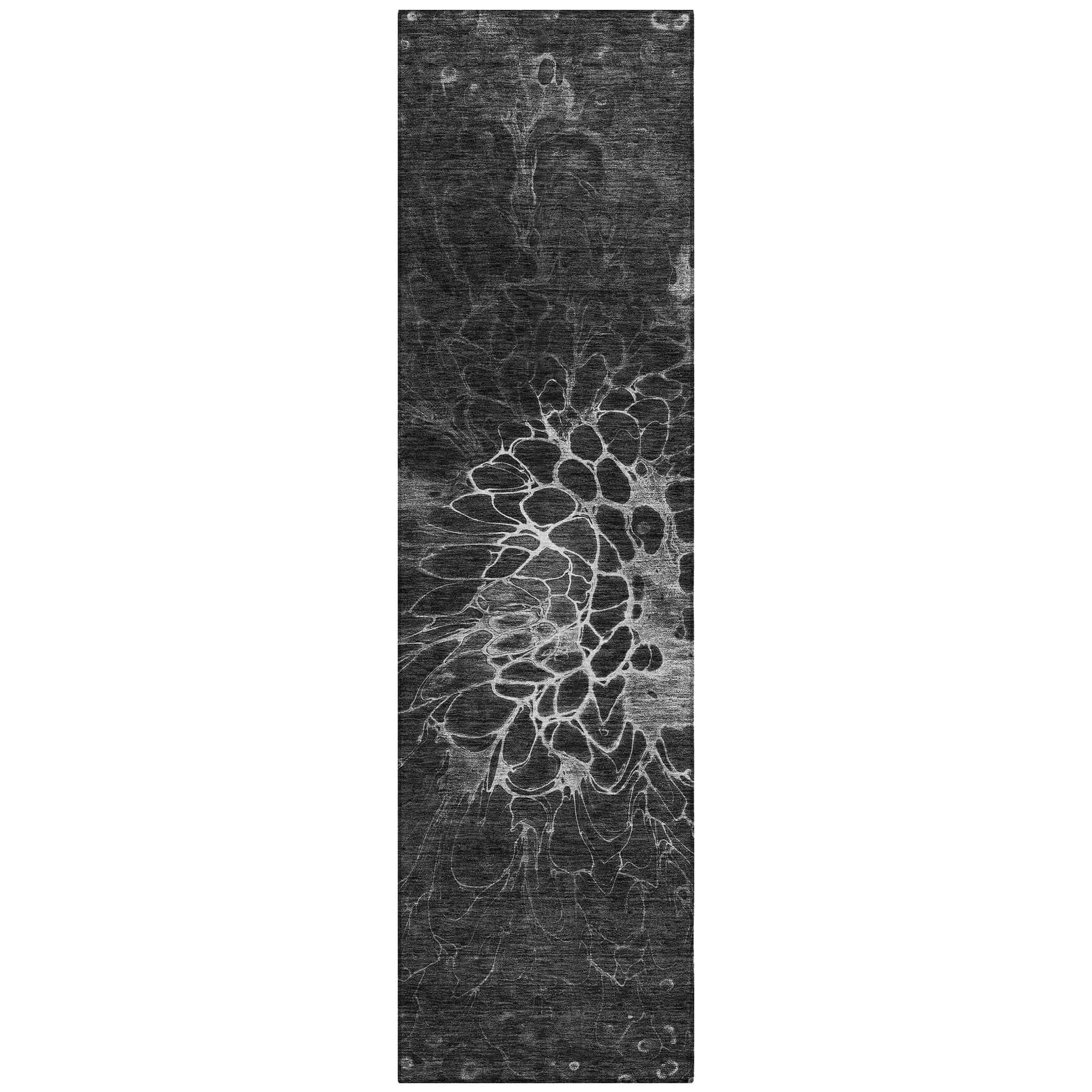 Machine Washable Charcoal Gray Rug - Indoor / Outdoor - Kids / Pet Friendly Modern Print Rug
