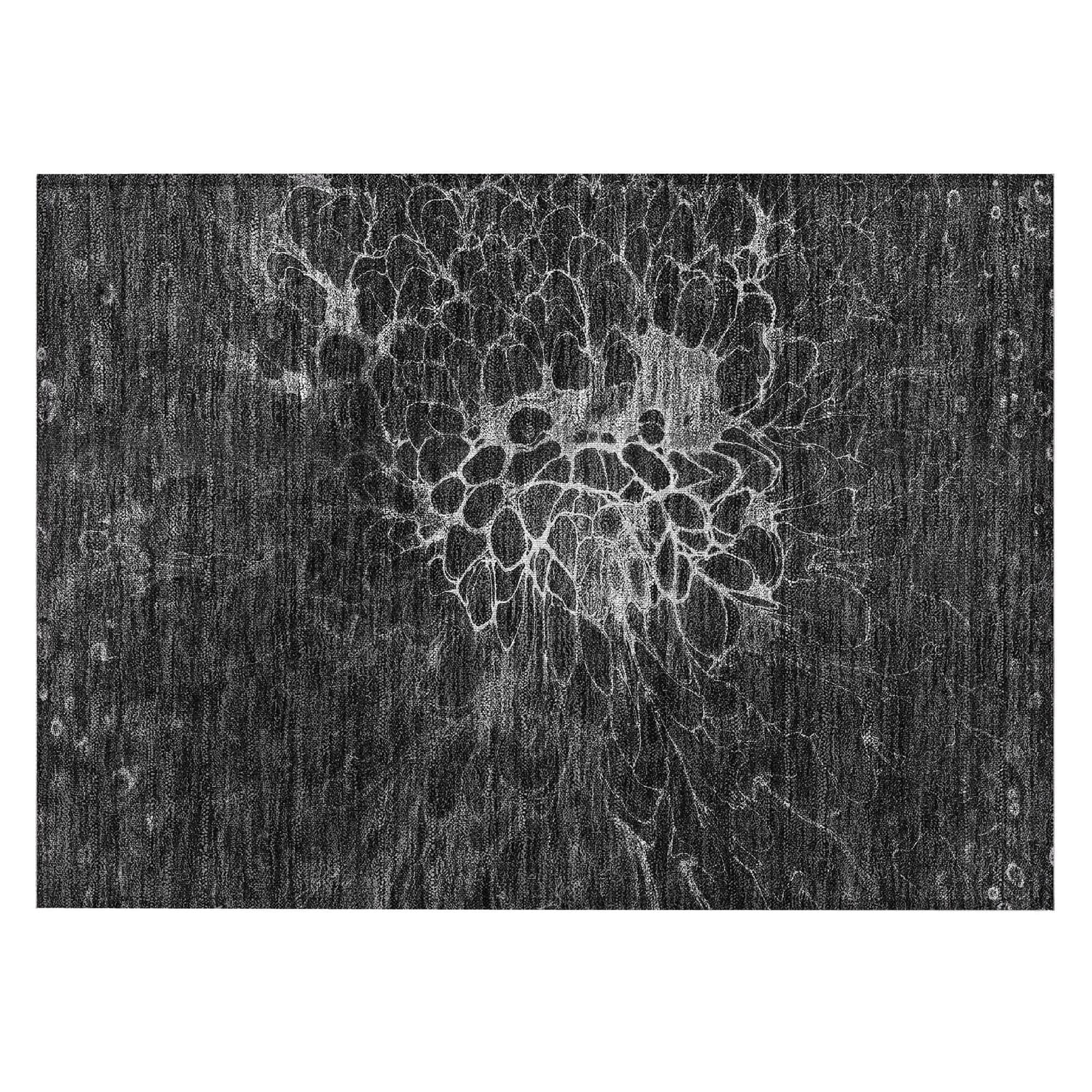 Machine Washable Charcoal Gray Rug - Indoor / Outdoor - Kids / Pet Friendly Modern Print Rug