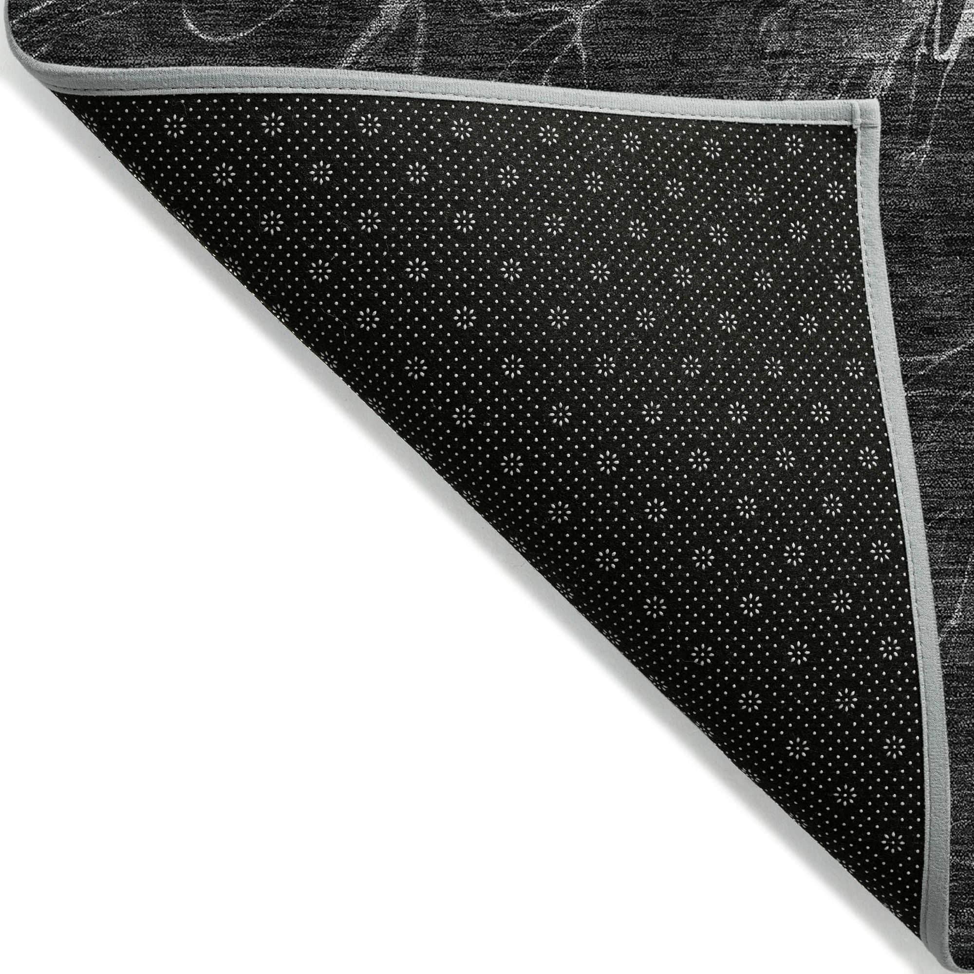 Machine Washable Charcoal Gray Rug - Indoor / Outdoor - Kids / Pet Friendly Modern Print Rug