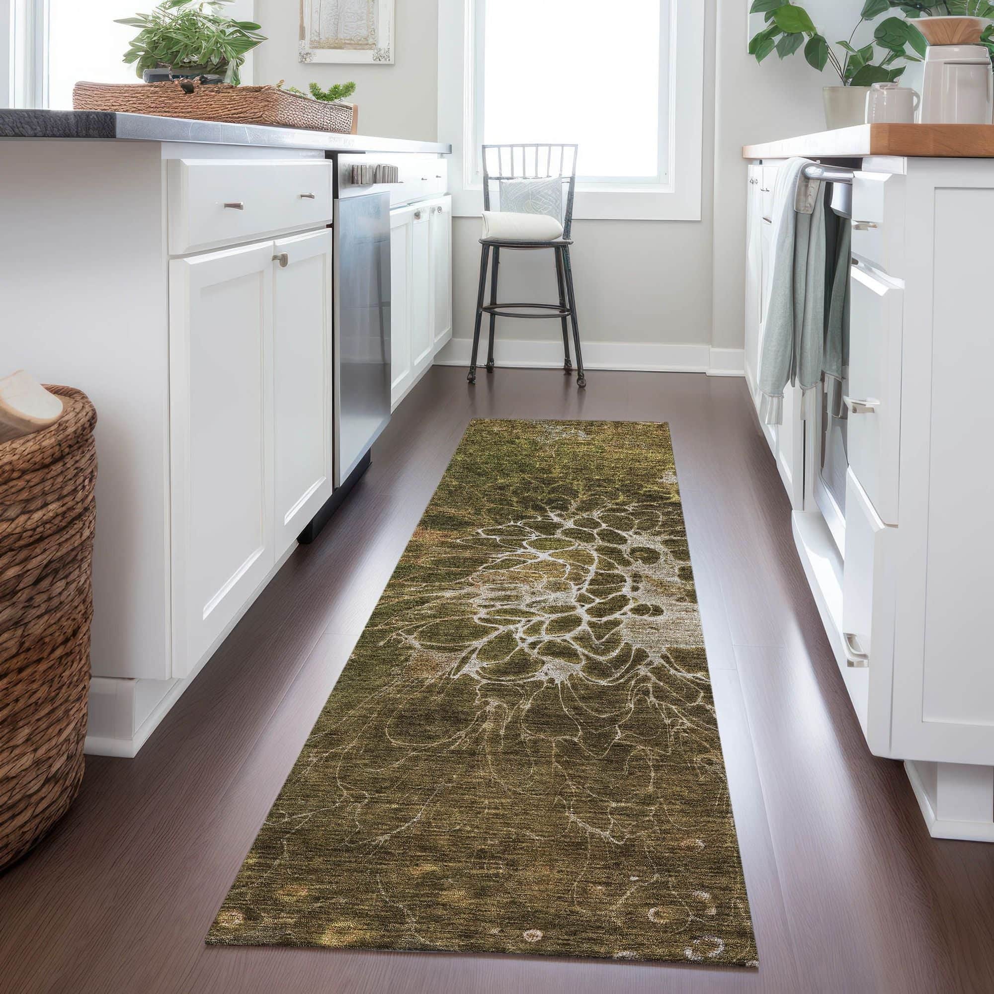 Machine Washable Chocolate Brown Rug - Indoor / Outdoor - Kids / Pet Friendly Modern Print Rug