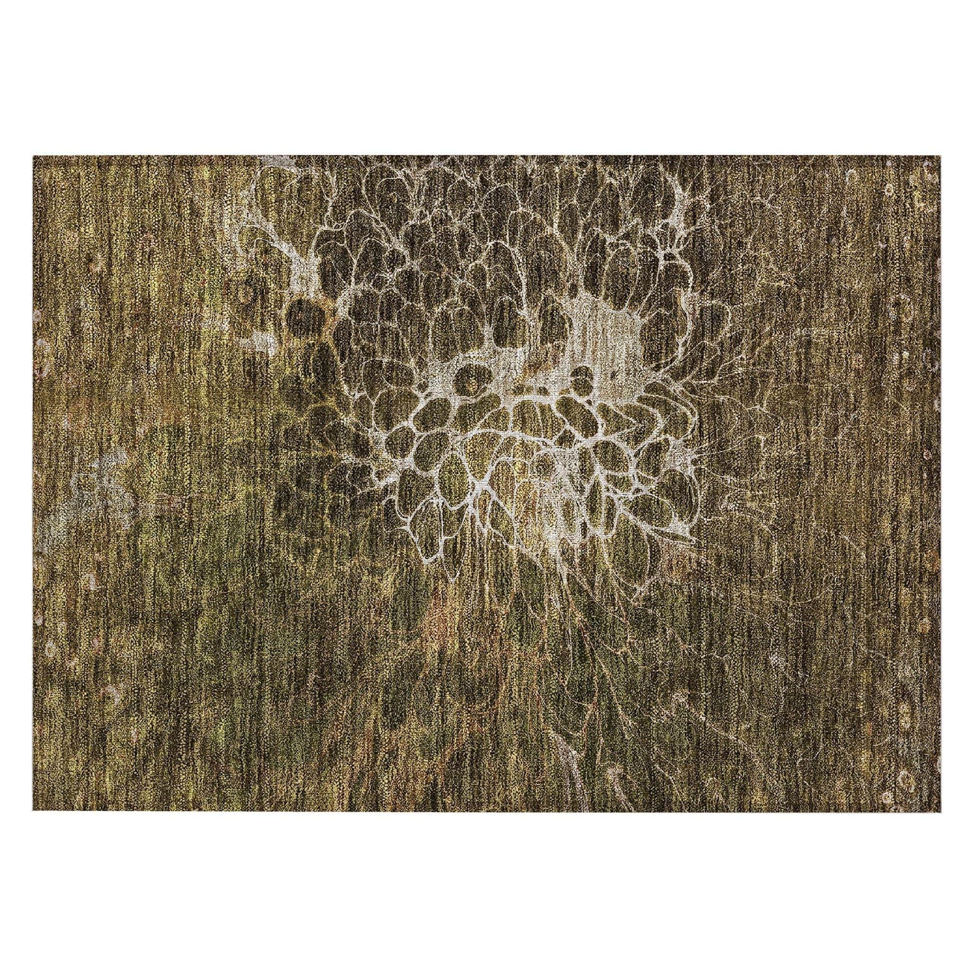 Machine Washable Chocolate Brown Rug - Indoor / Outdoor - Kids / Pet Friendly Modern Print Rug