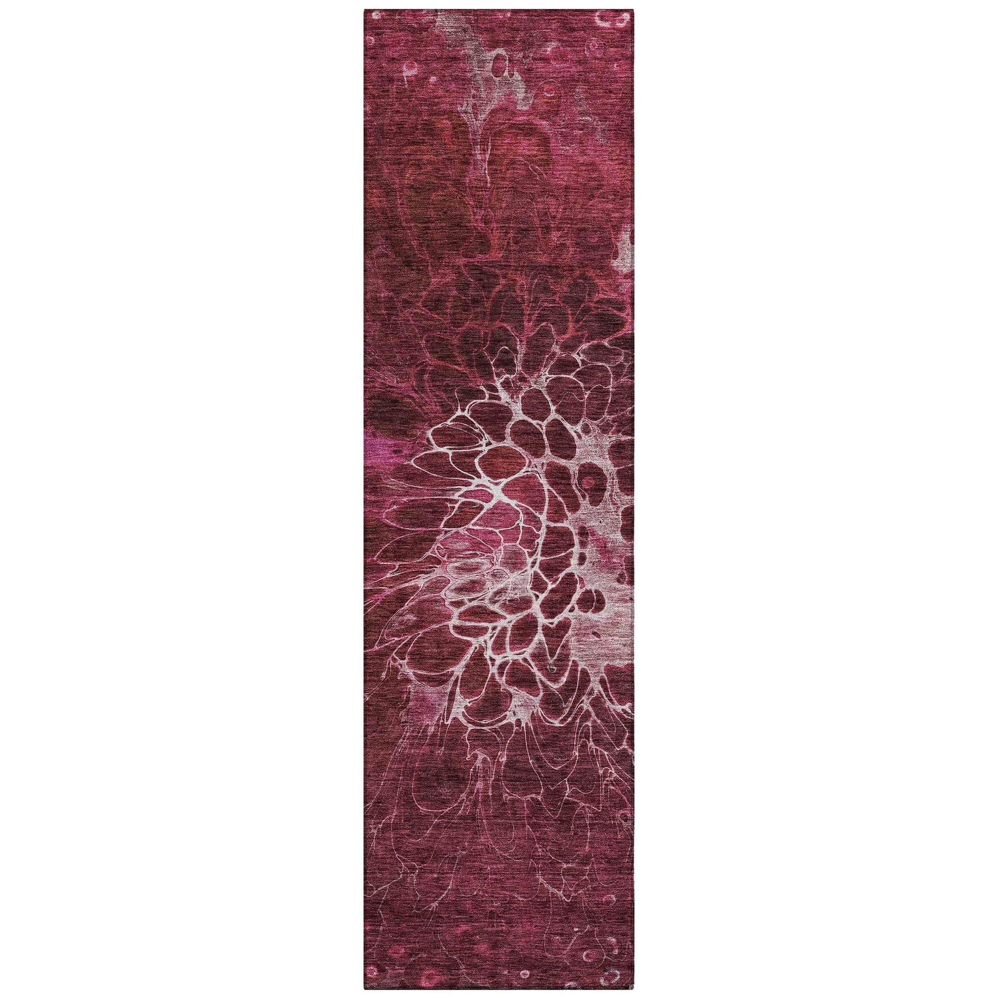Machine Washable Merlot Red Rug - Indoor / Outdoor - Kids / Pet Friendly Modern Print Rug