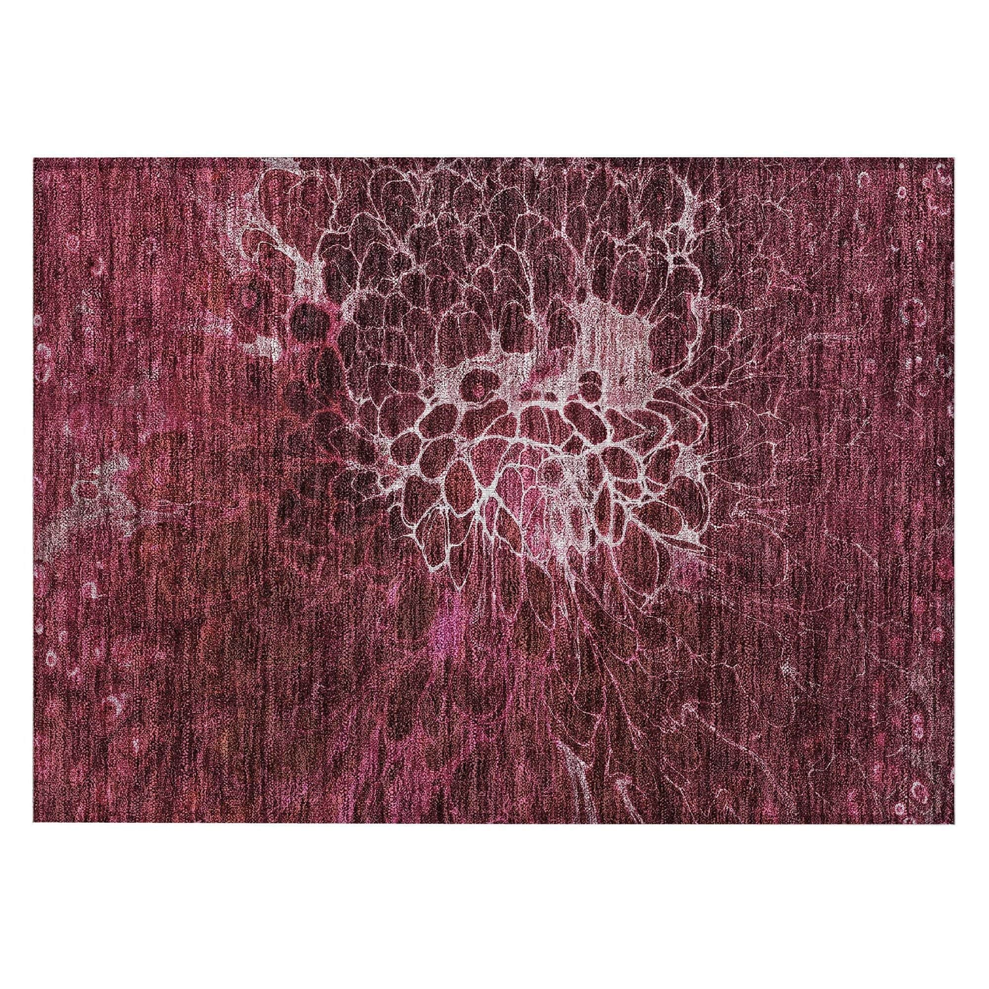 Machine Washable Merlot Red Rug - Indoor / Outdoor - Kids / Pet Friendly Modern Print Rug