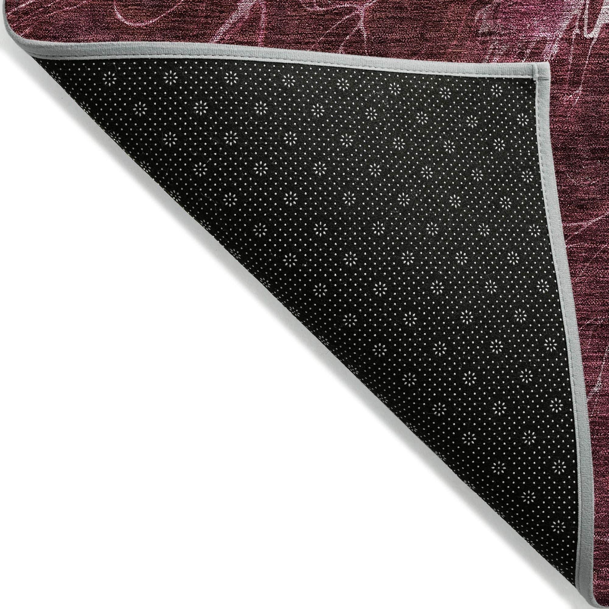 Machine Washable Merlot Red Rug - Indoor / Outdoor - Kids / Pet Friendly Modern Print Rug