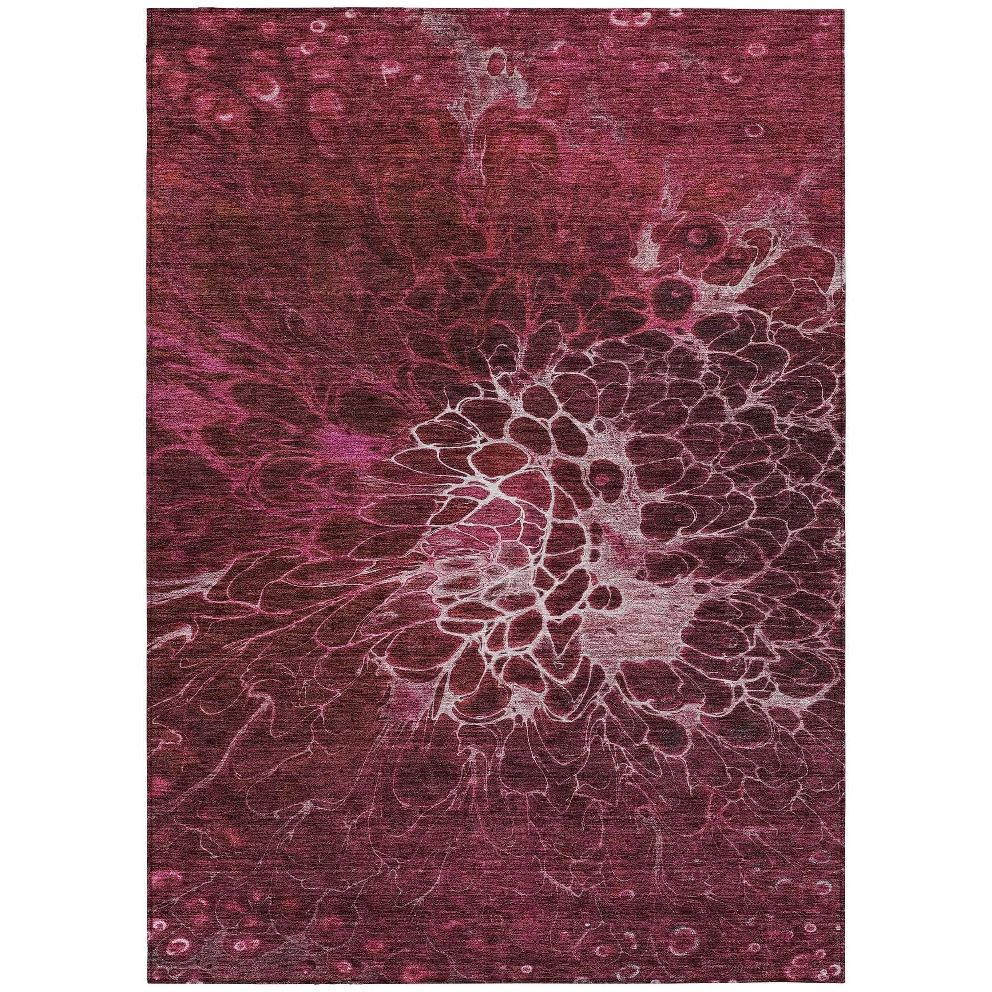 Machine Washable Merlot Red Rug - Indoor / Outdoor - Kids / Pet Friendly Modern Print Rug