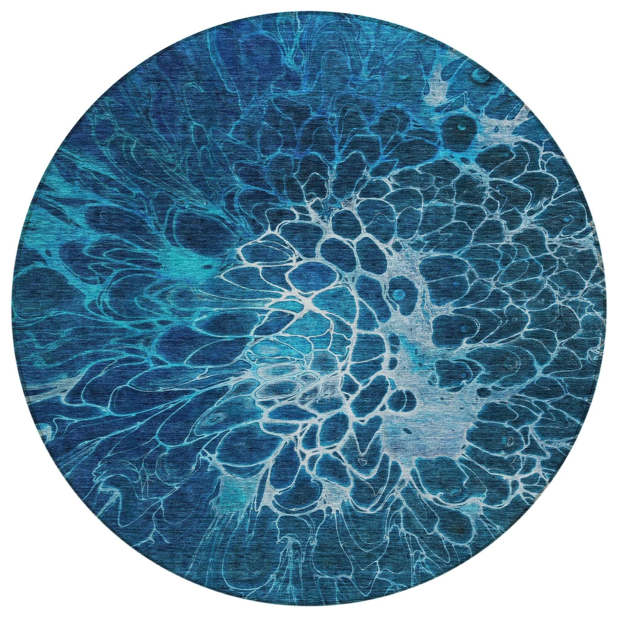 Machine Washable Navy Blue Rug - Indoor / Outdoor - Kids / Pet Friendly Modern Print Rug