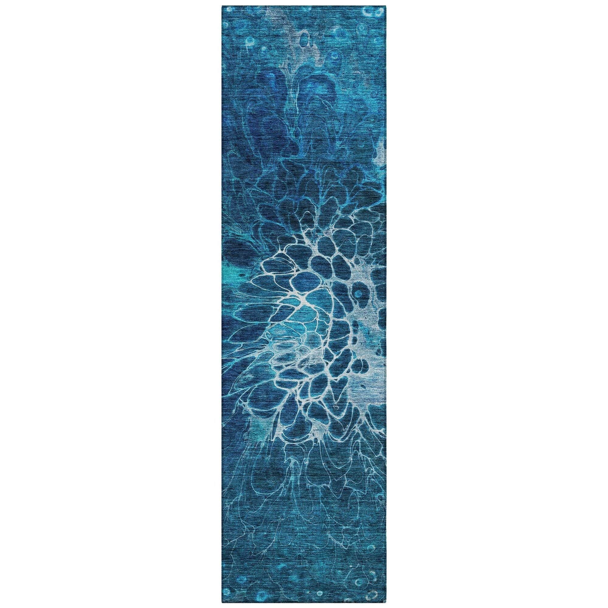 Machine Washable Navy Blue Rug - Indoor / Outdoor - Kids / Pet Friendly Modern Print Rug