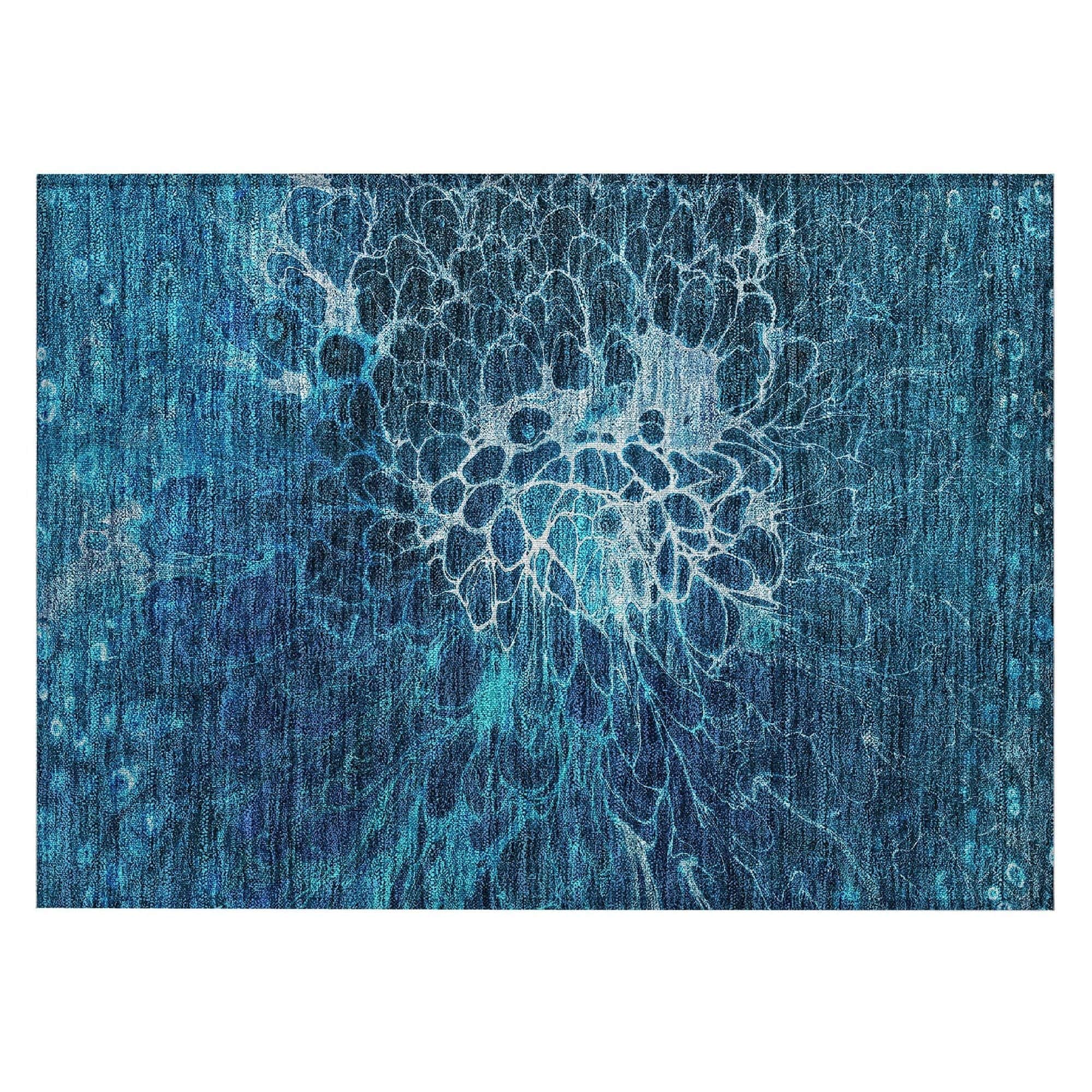 Machine Washable Navy Blue Rug - Indoor / Outdoor - Kids / Pet Friendly Modern Print Rug