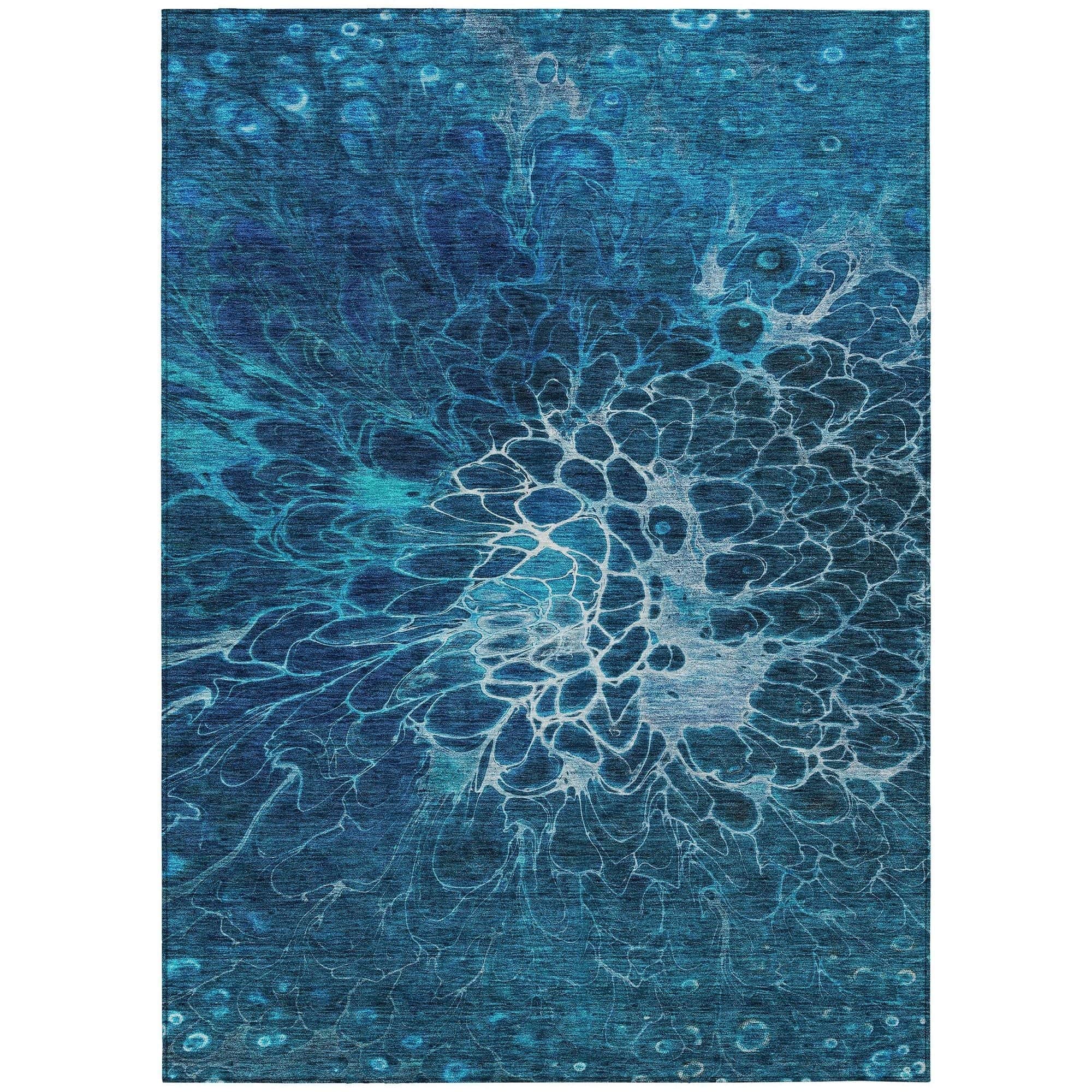 Machine Washable Navy Blue Rug - Indoor / Outdoor - Kids / Pet Friendly Modern Print Rug
