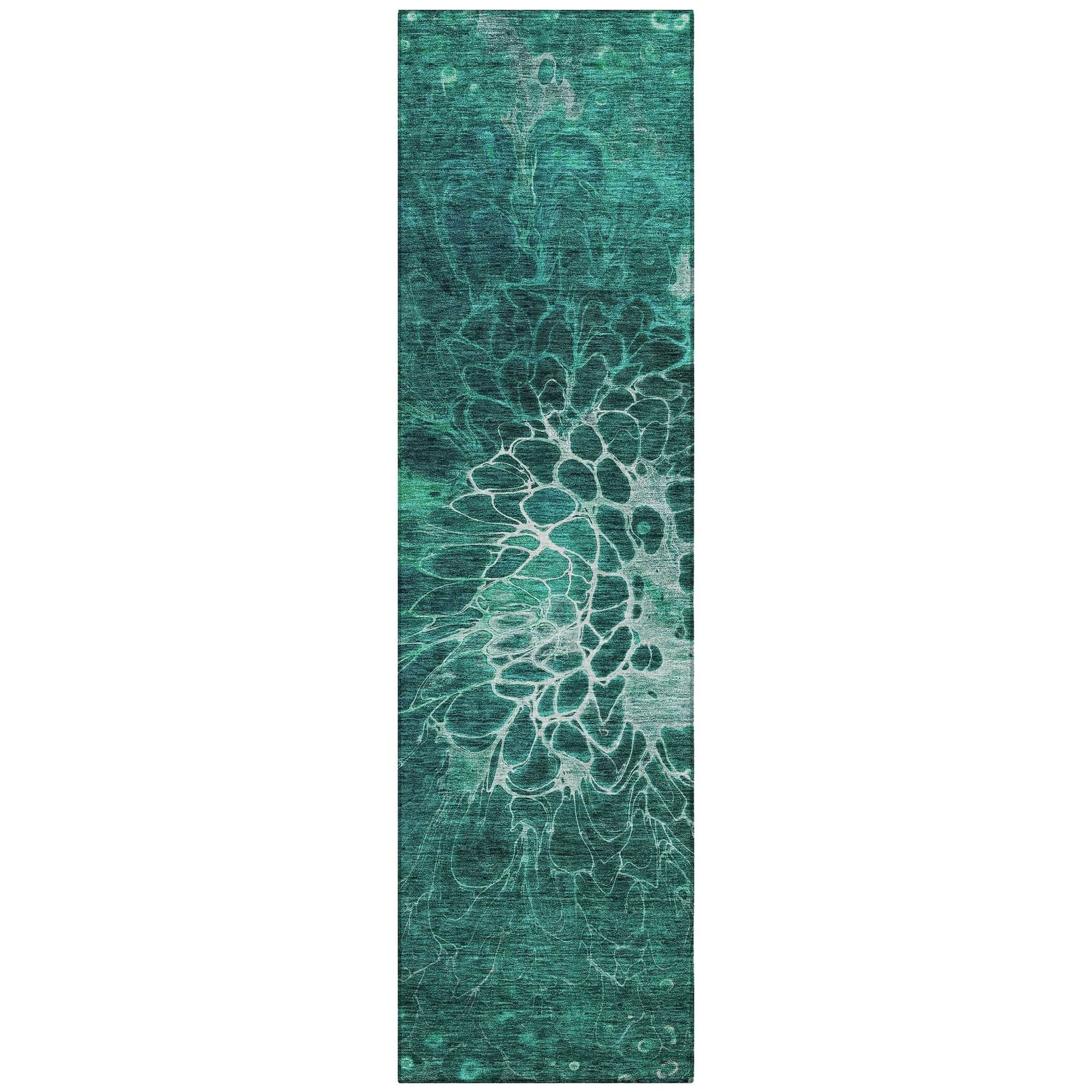 Machine Washable Teal Rug - Indoor / Outdoor - Kids / Pet Friendly Modern Print Rug