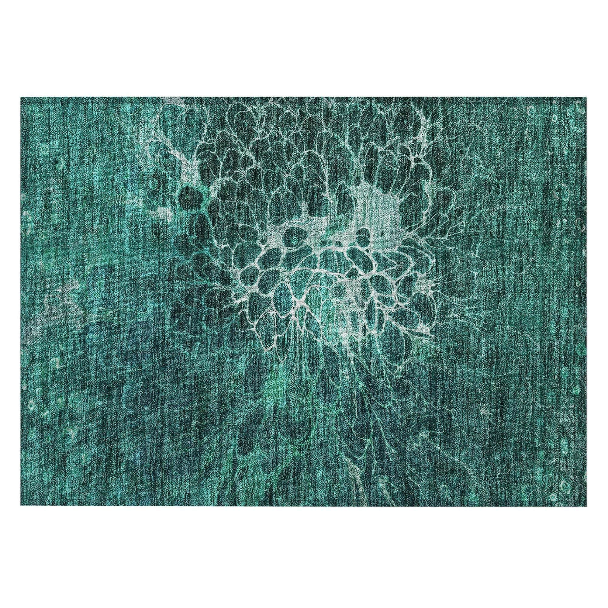 Machine Washable Teal Rug - Indoor / Outdoor - Kids / Pet Friendly Modern Print Rug