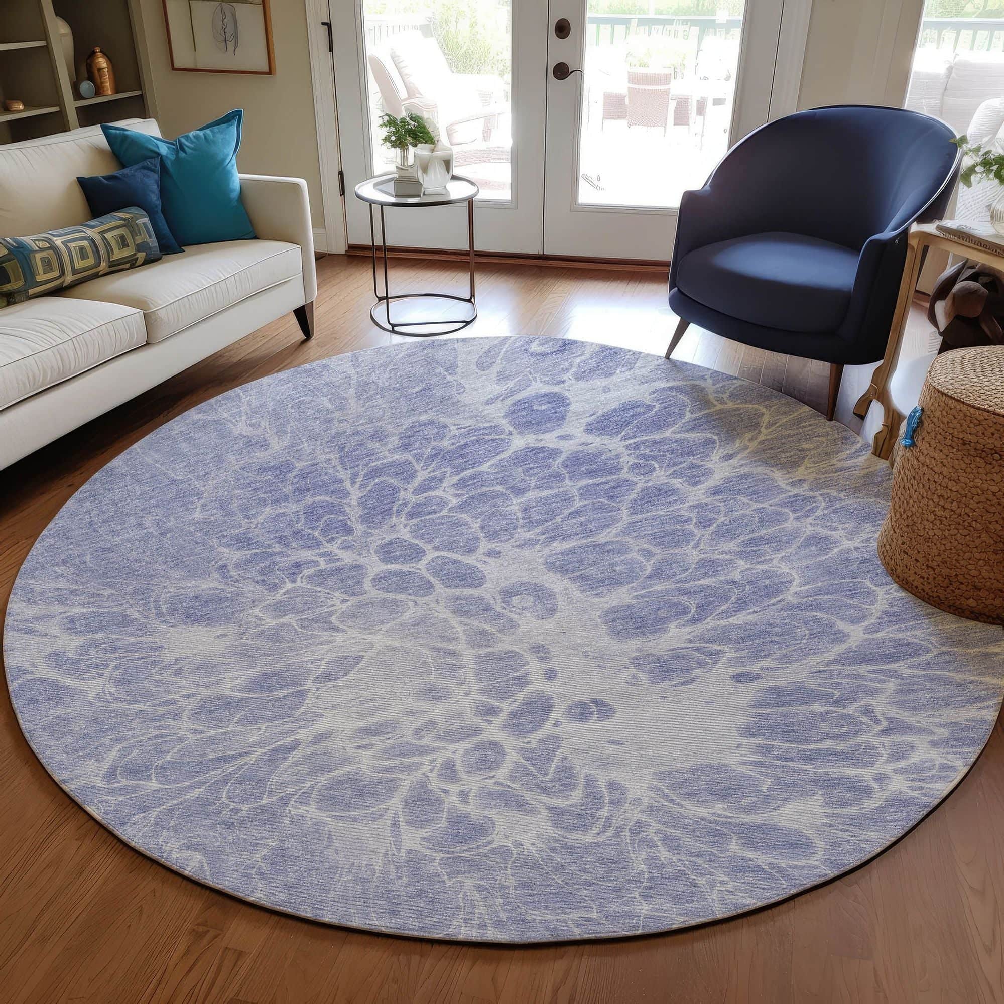 Machine Washable Lavender Purple Rug - Indoor / Outdoor - Kids / Pet Friendly Modern Print Rug