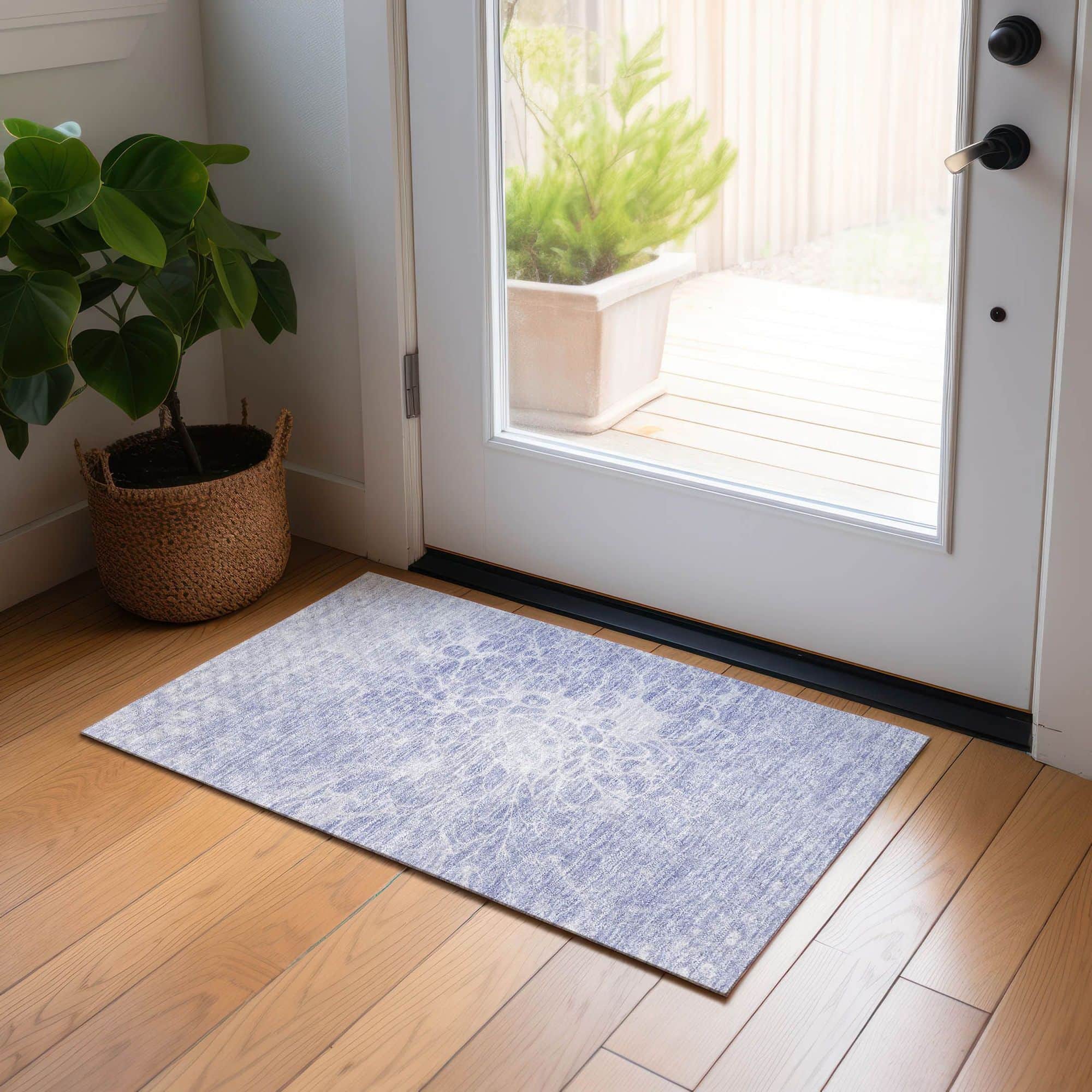 Machine Washable Lavender Purple Rug - Indoor / Outdoor - Kids / Pet Friendly Modern Print Rug