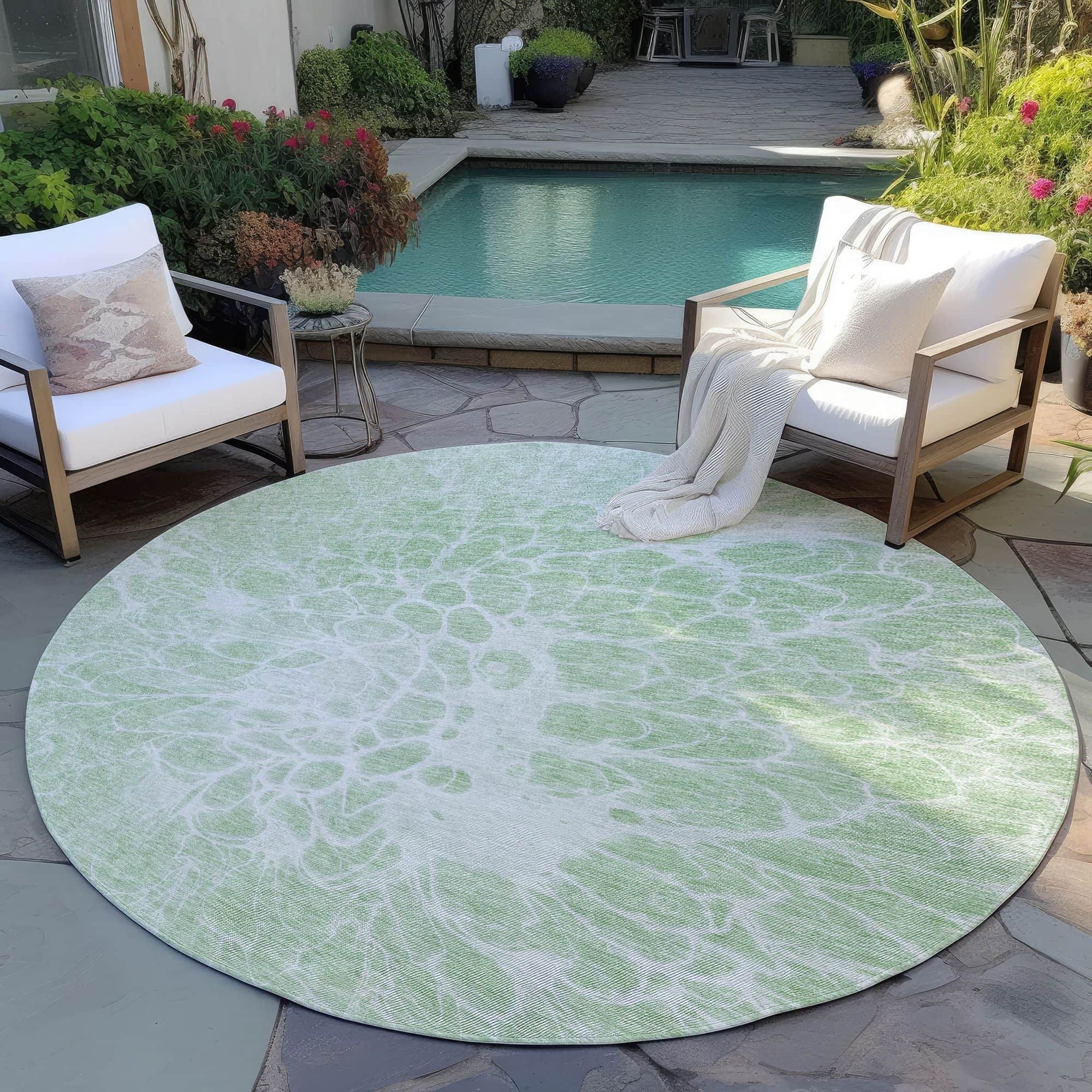 Machine Washable Mint Green Rug - Indoor / Outdoor - Kids / Pet Friendly Modern Print Rug