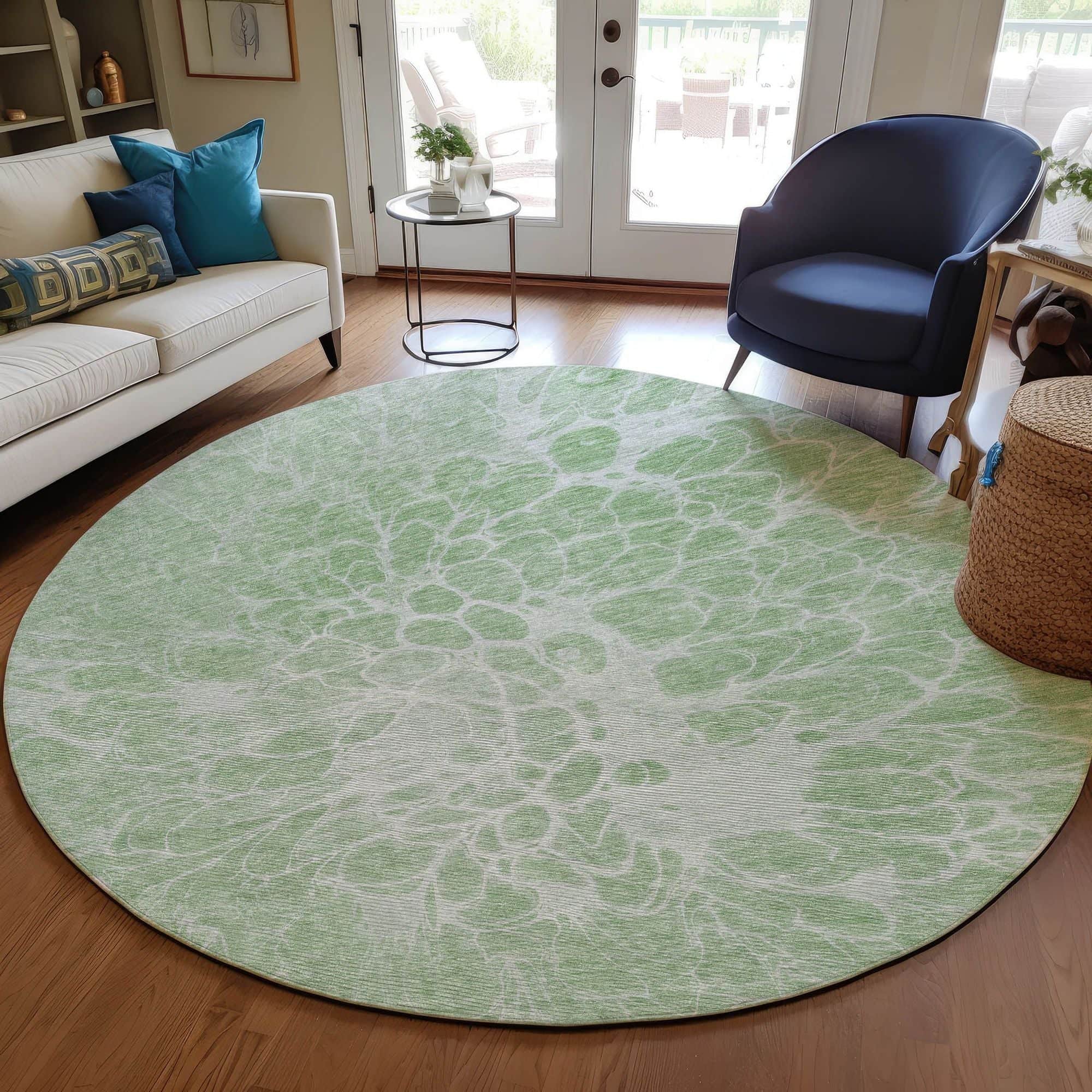 Machine Washable Mint Green Rug - Indoor / Outdoor - Kids / Pet Friendly Modern Print Rug