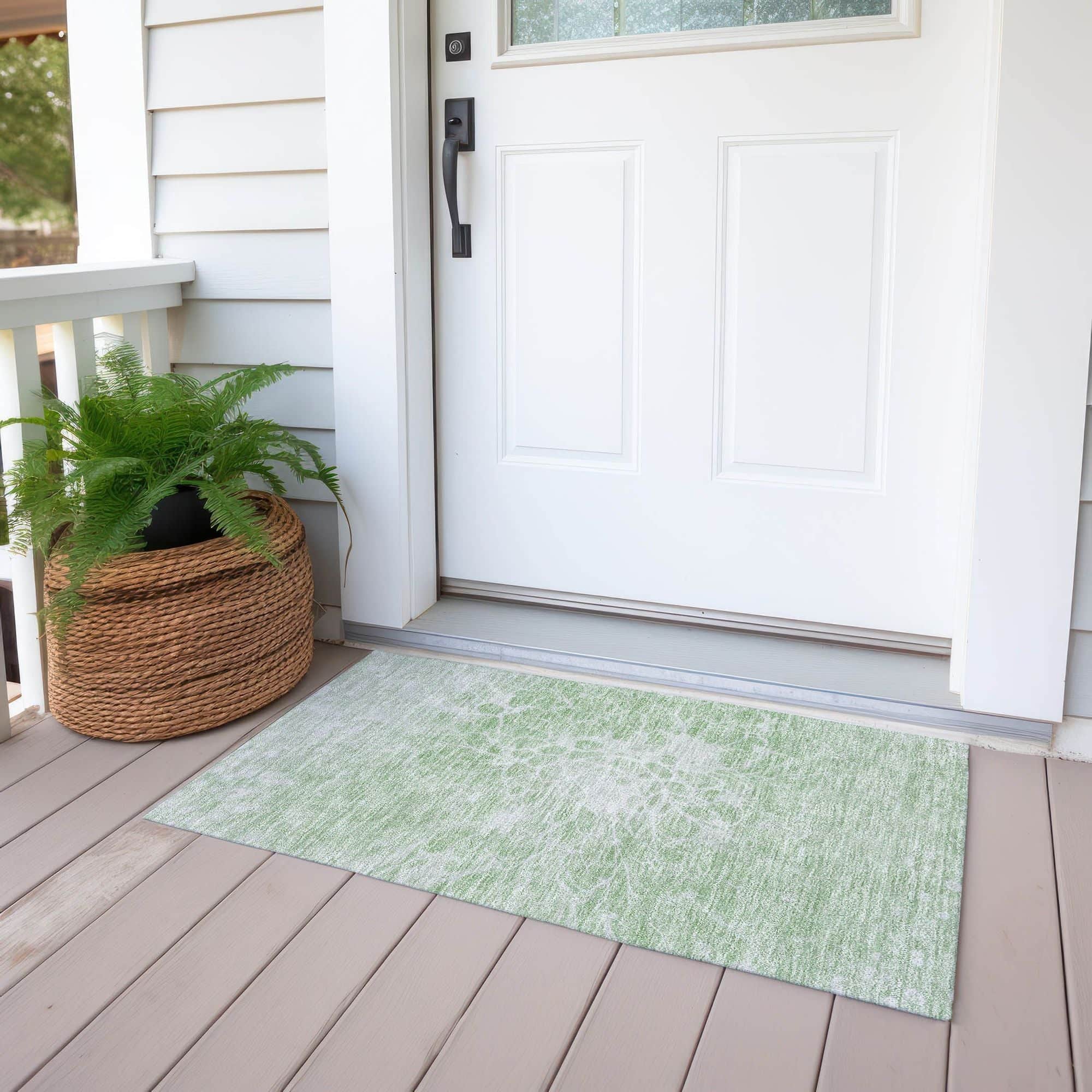 Machine Washable Mint Green Rug - Indoor / Outdoor - Kids / Pet Friendly Modern Print Rug