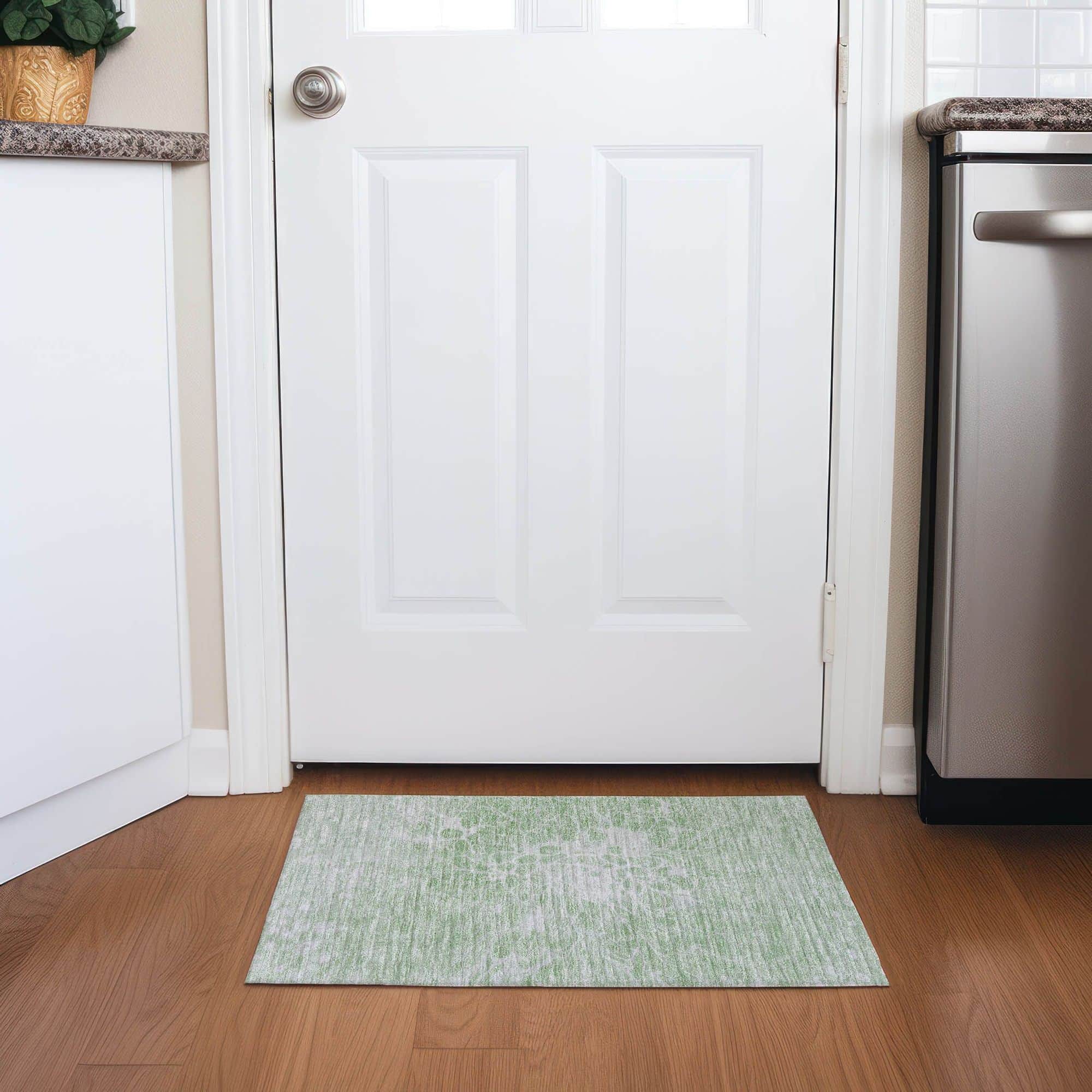 Machine Washable Mint Green Rug - Indoor / Outdoor - Kids / Pet Friendly Modern Print Rug