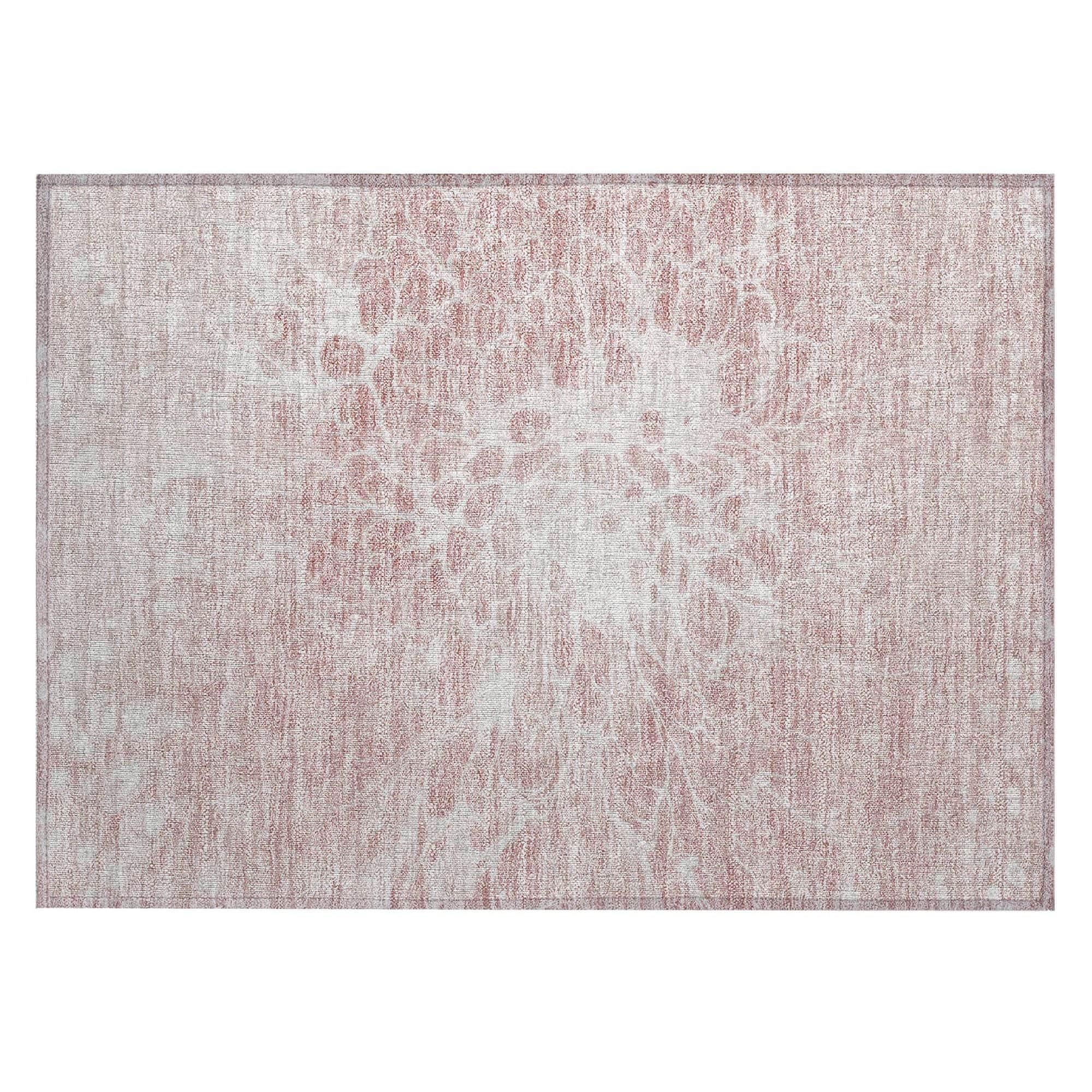 Machine Washable Pink Rug - Indoor / Outdoor - Kids / Pet Friendly Modern Print Rug