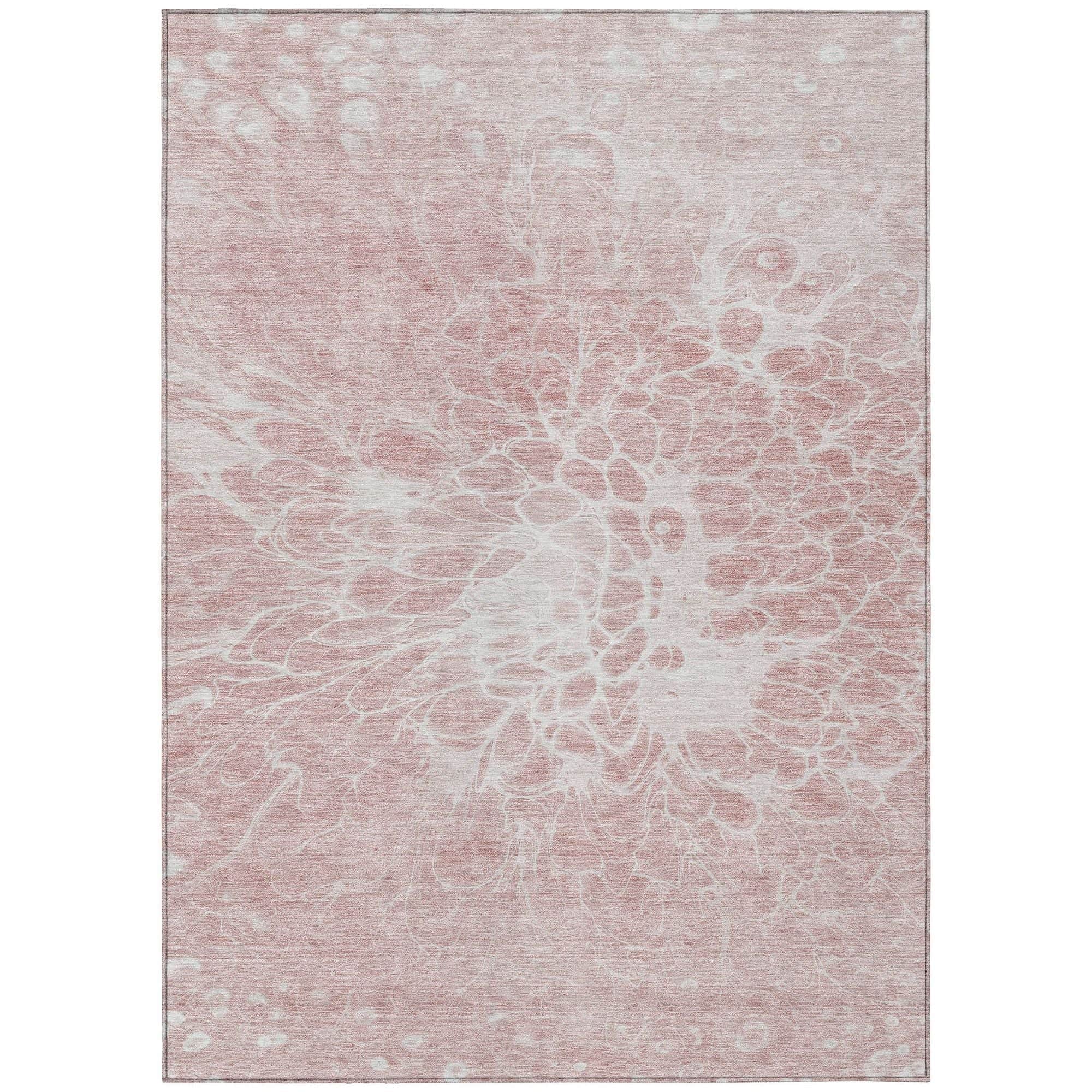 Machine Washable Pink Rug - Indoor / Outdoor - Kids / Pet Friendly Modern Print Rug