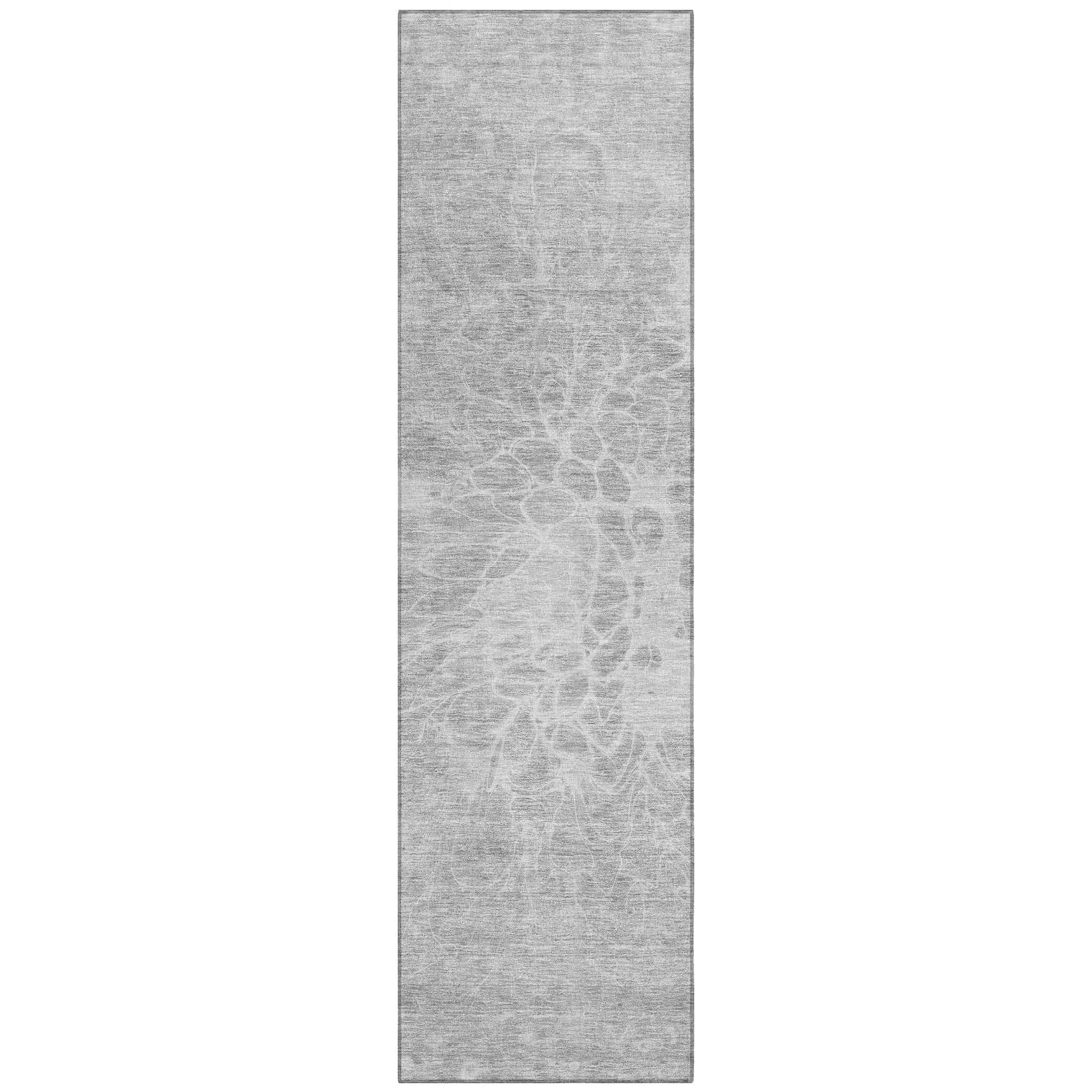 Machine Washable Silver Gray Rug - Indoor / Outdoor - Kids / Pet Friendly Modern Print Rug