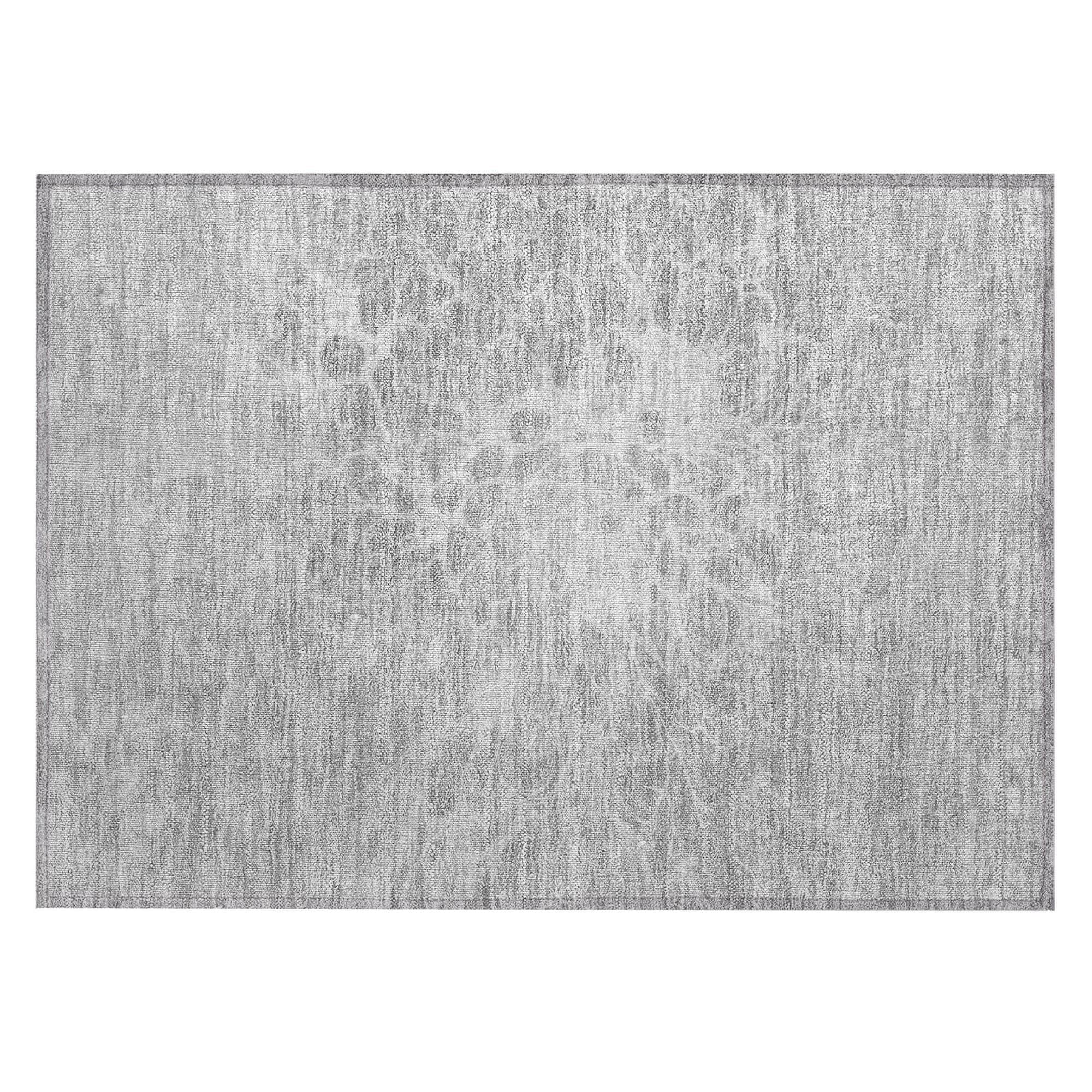 Machine Washable Silver Gray Rug - Indoor / Outdoor - Kids / Pet Friendly Modern Print Rug
