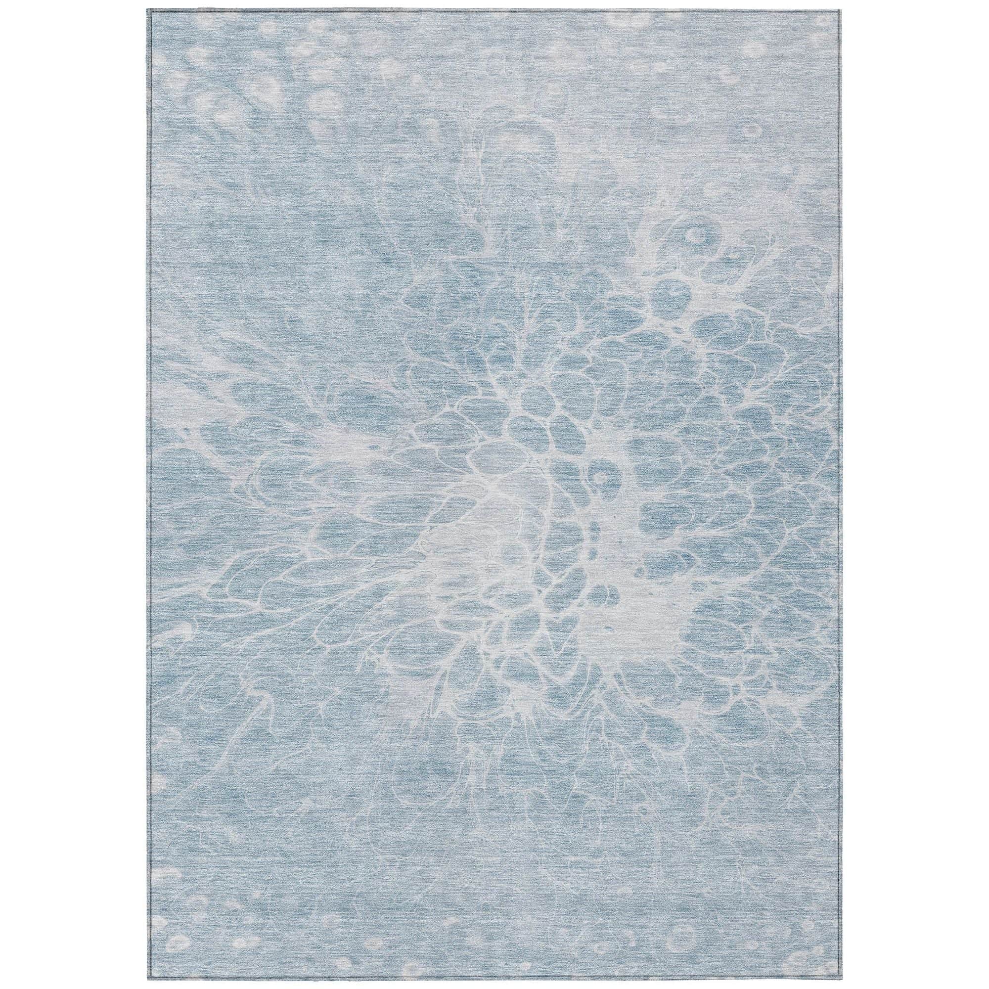 Machine Washable Sky Blue Rug - Indoor / Outdoor - Kids / Pet Friendly Modern Print Rug