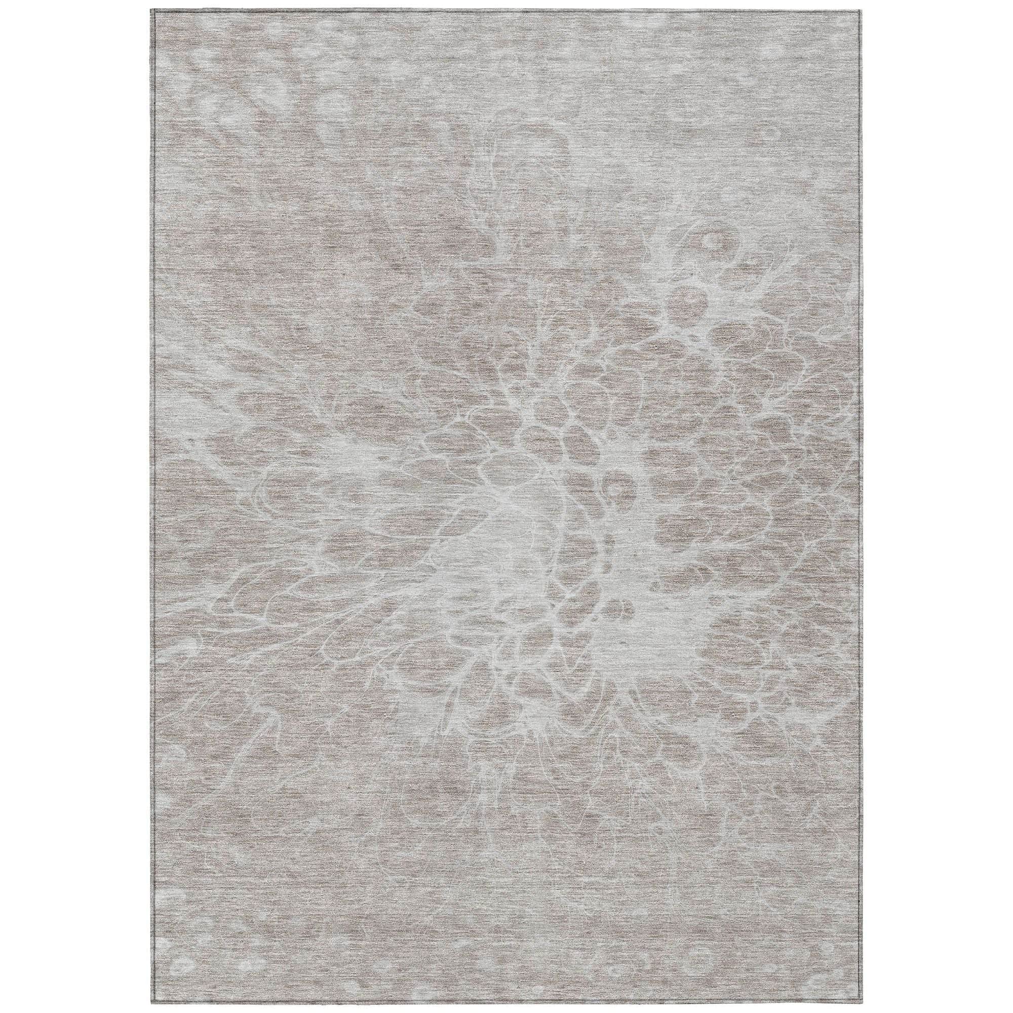 Machine Washable Taupe Brown Rug - Indoor / Outdoor - Kids / Pet Friendly Modern Print Rug