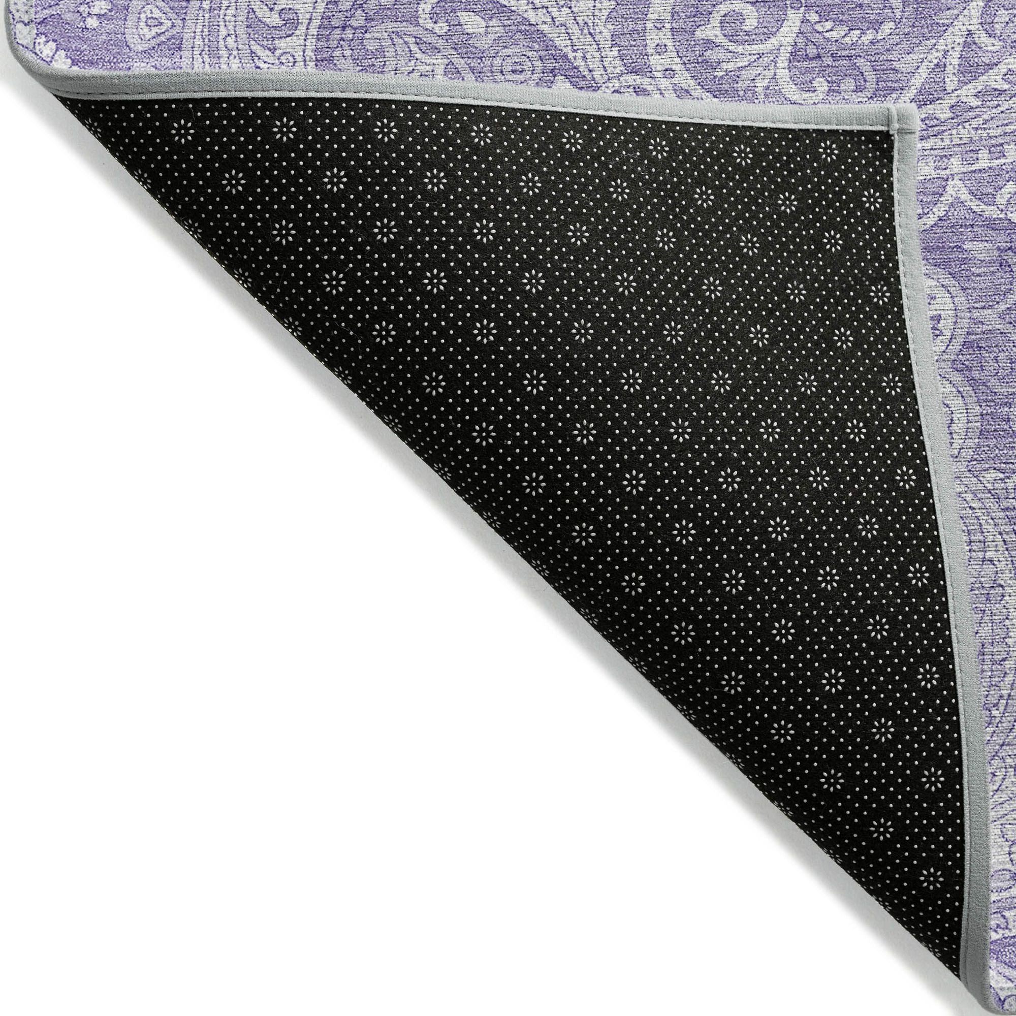 Machine Washable Lavender Purple Rug - Indoor / Outdoor - Kids / Pet Friendly Paisley Print Rug