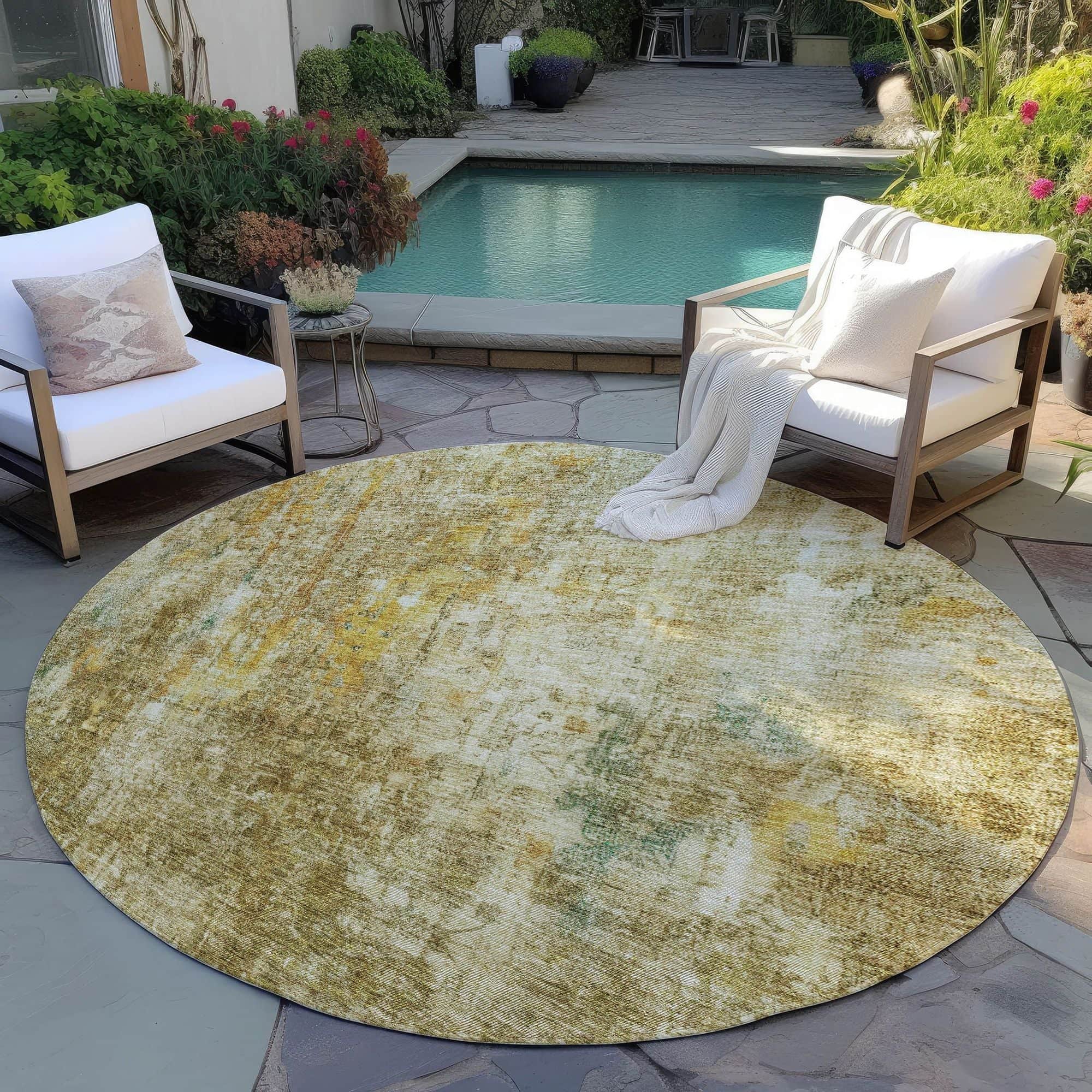 Machine Washable Brown Rug - Indoor / Outdoor - Kids / Pet Friendly Abstract Print Rug