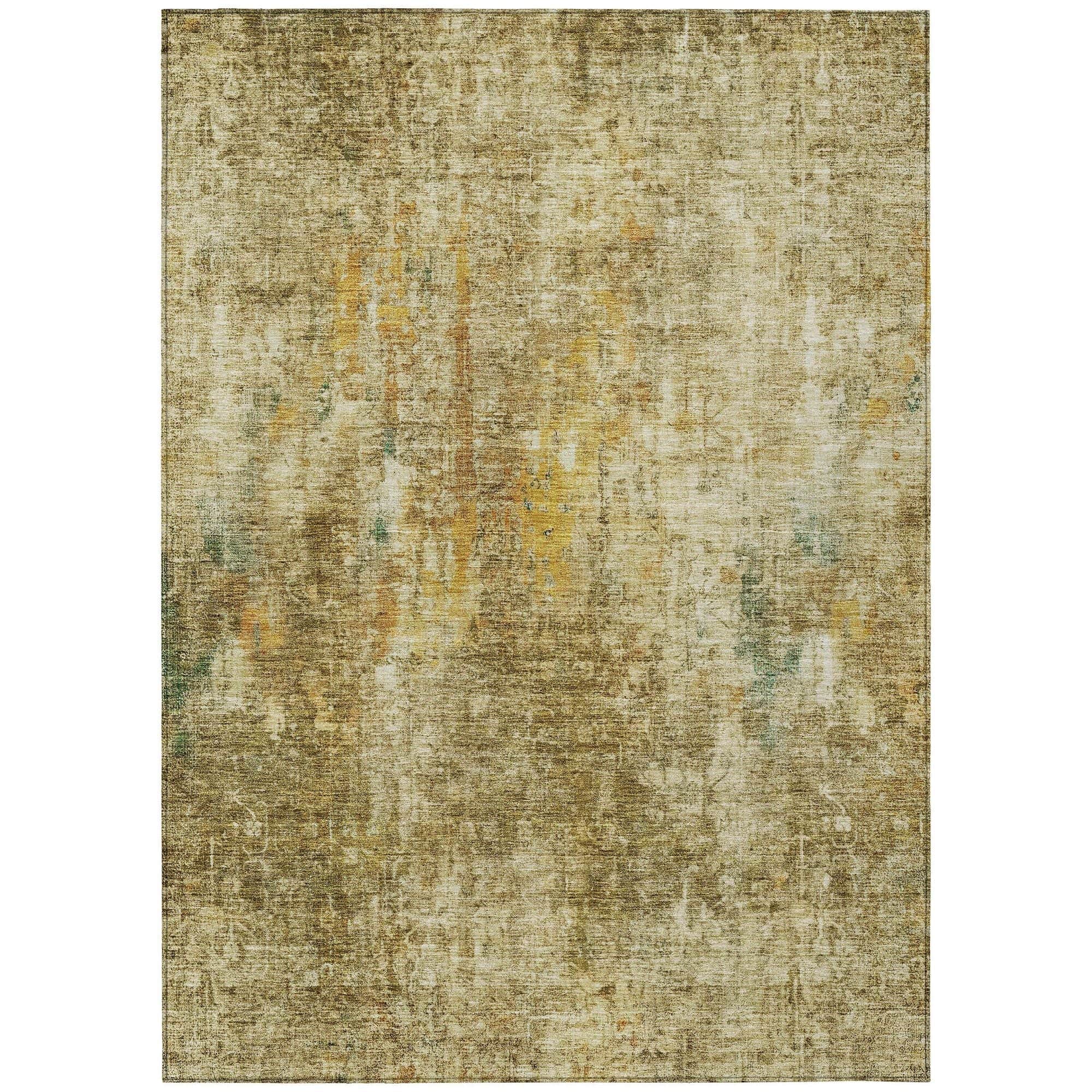 Machine Washable Brown Rug - Indoor / Outdoor - Kids / Pet Friendly Abstract Print Rug