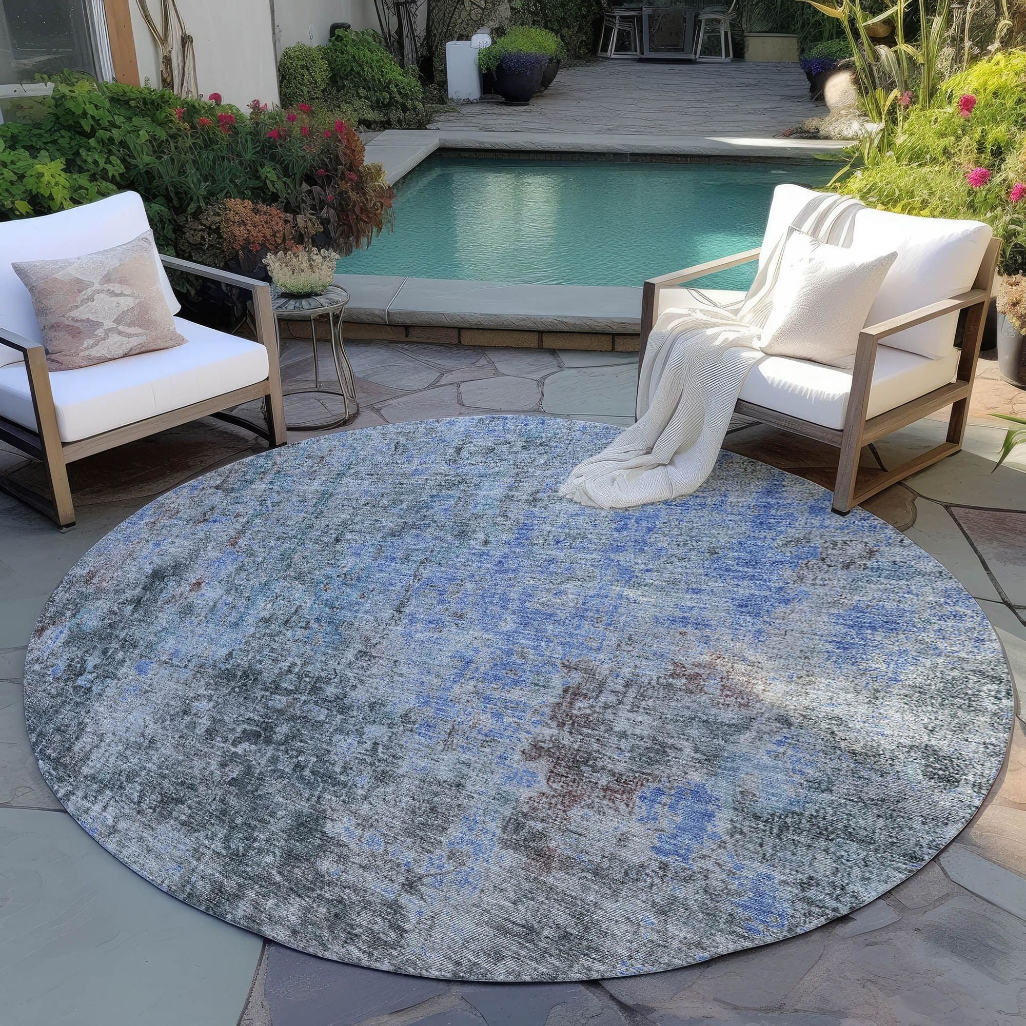Machine Washable Gray Rug - Indoor / Outdoor - Kids / Pet Friendly Abstract Print Rug