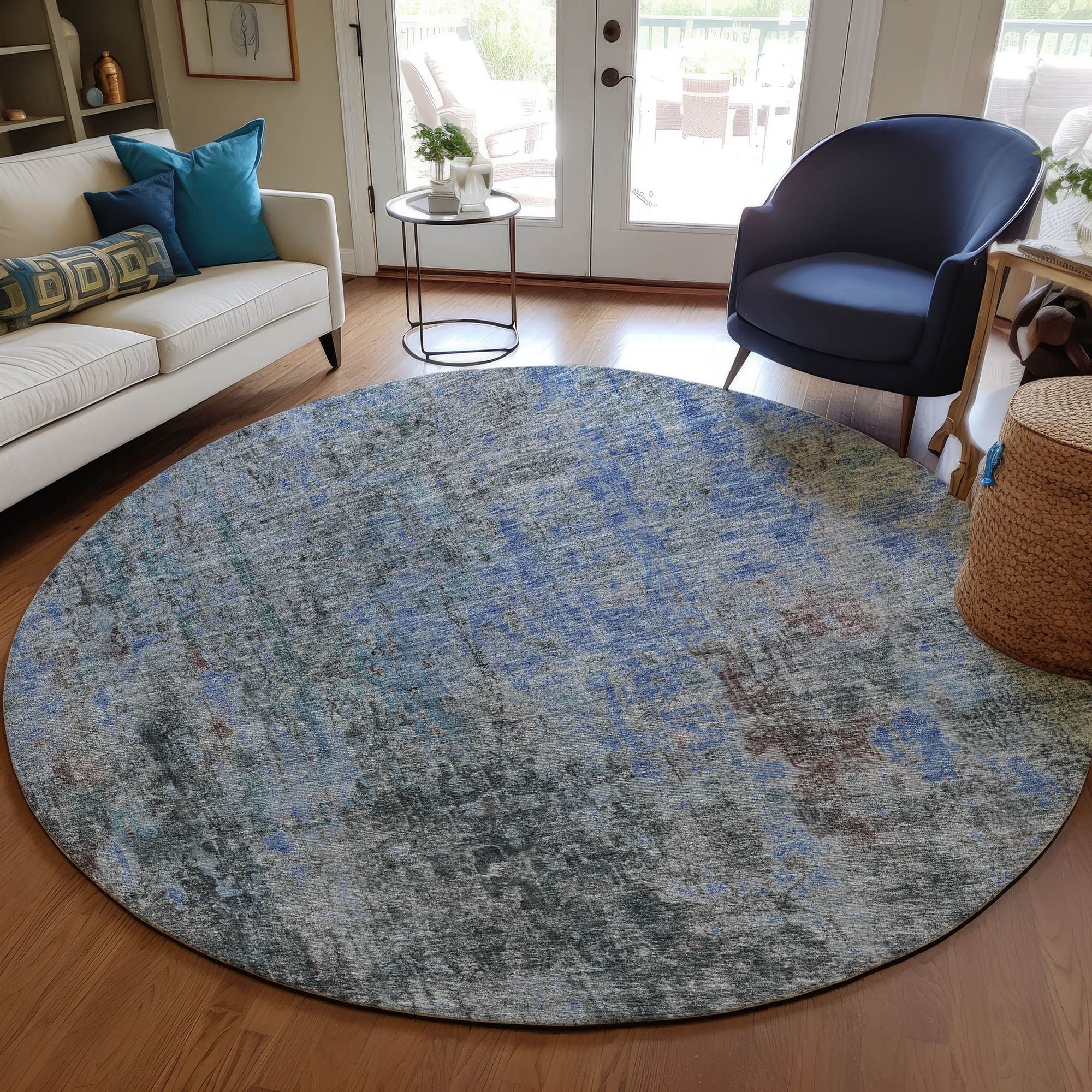 Machine Washable Gray Rug - Indoor / Outdoor - Kids / Pet Friendly Abstract Print Rug