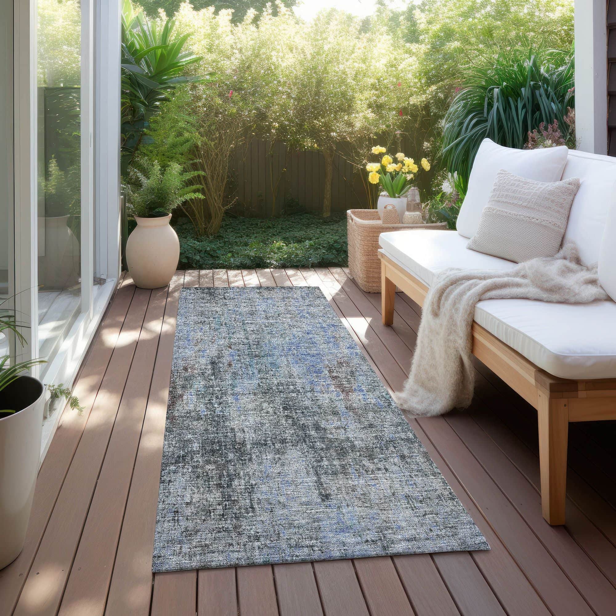 Machine Washable Gray Rug - Indoor / Outdoor - Kids / Pet Friendly Abstract Print Rug