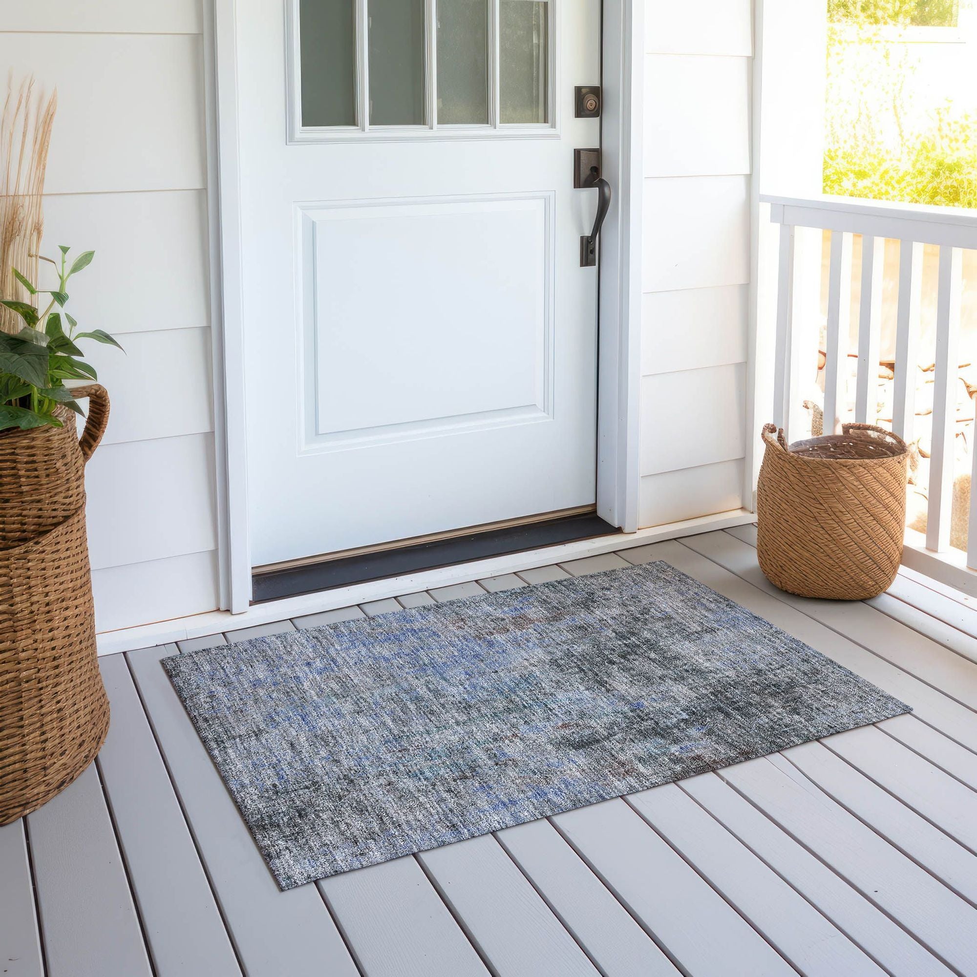 Machine Washable Gray Rug - Indoor / Outdoor - Kids / Pet Friendly Abstract Print Rug